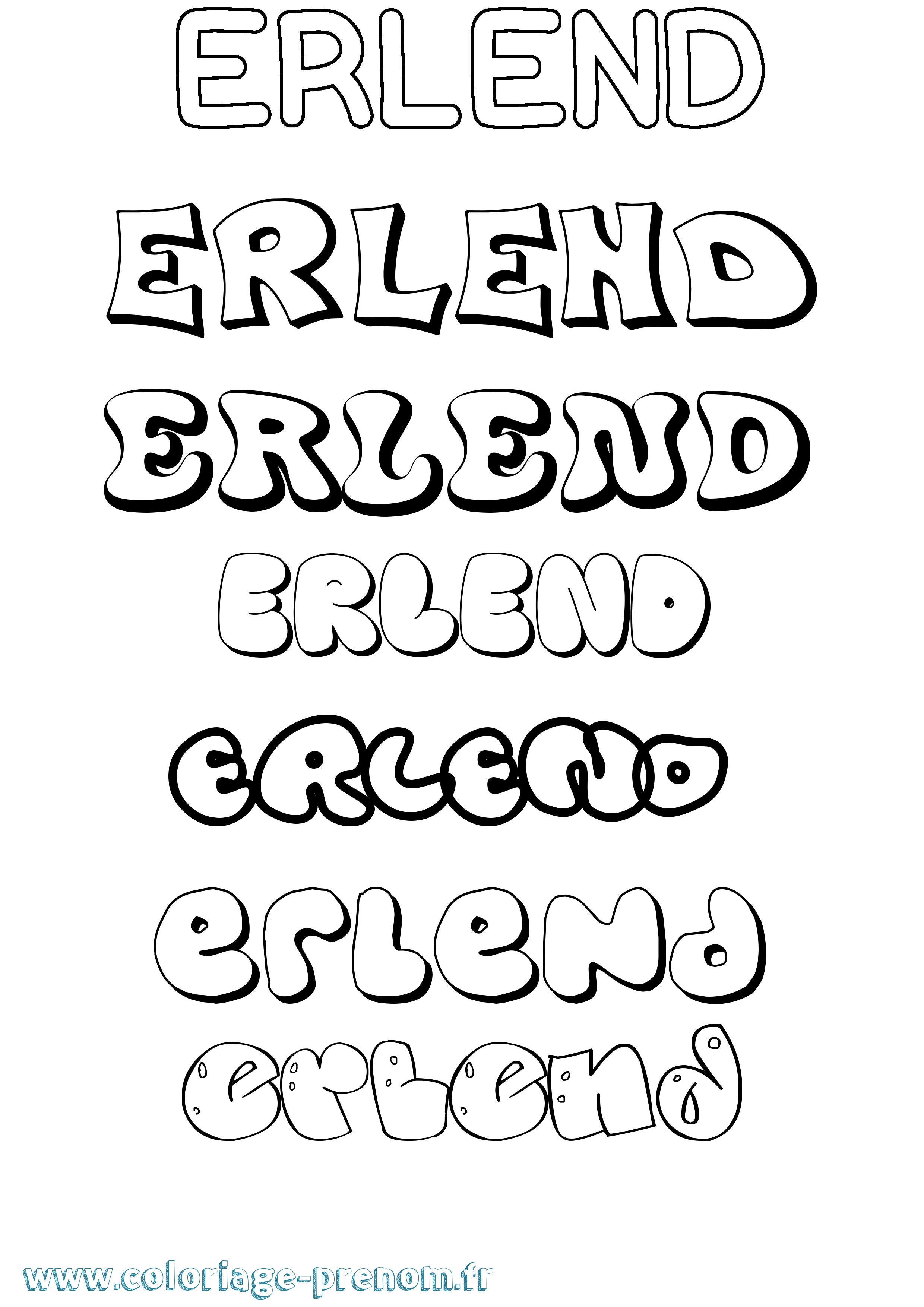 Coloriage Erlend Bubble Coloriage prénom Erlend Bubble