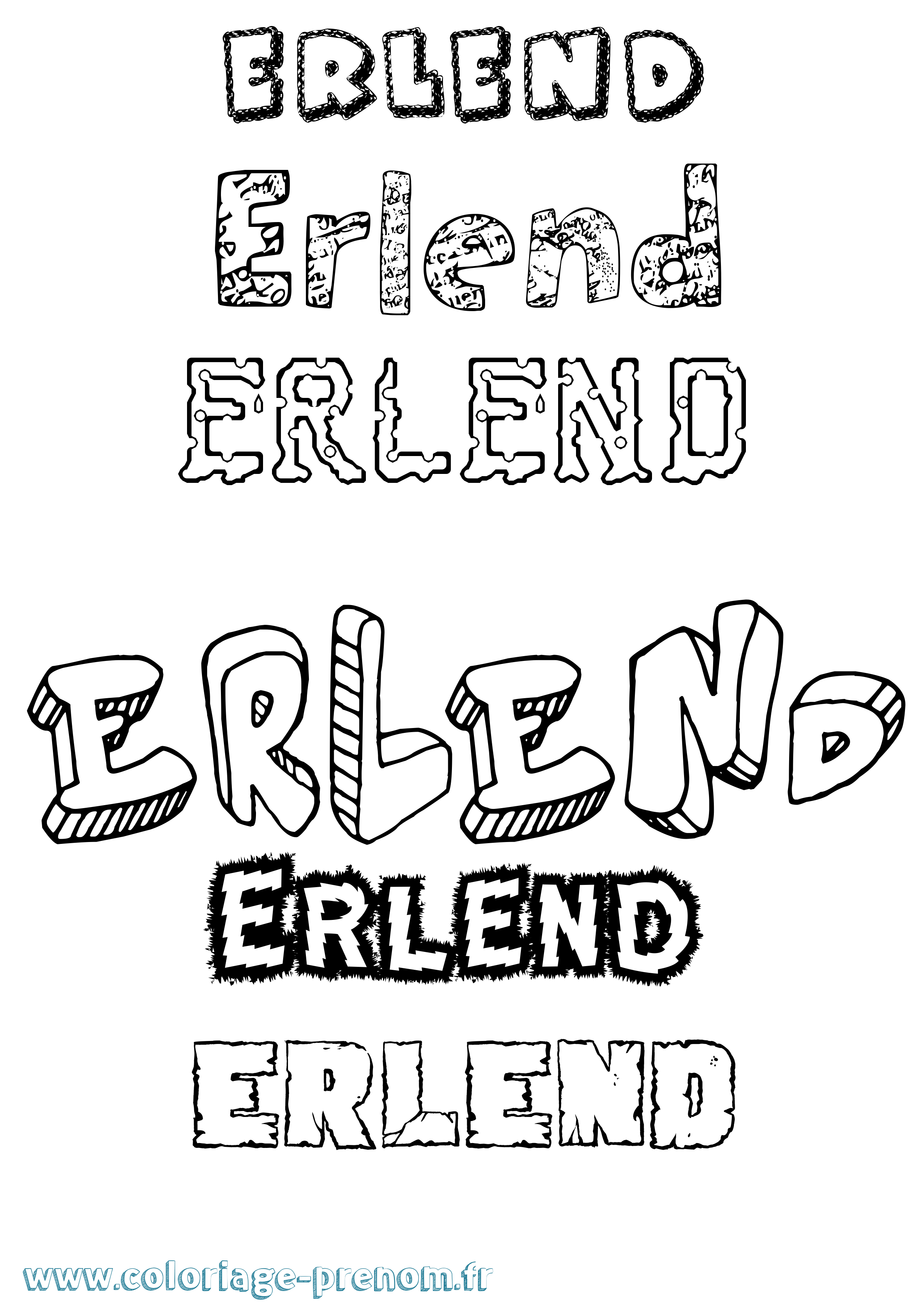 Coloriage Erlend Destructuré Coloriage prénom Erlend Destructuré