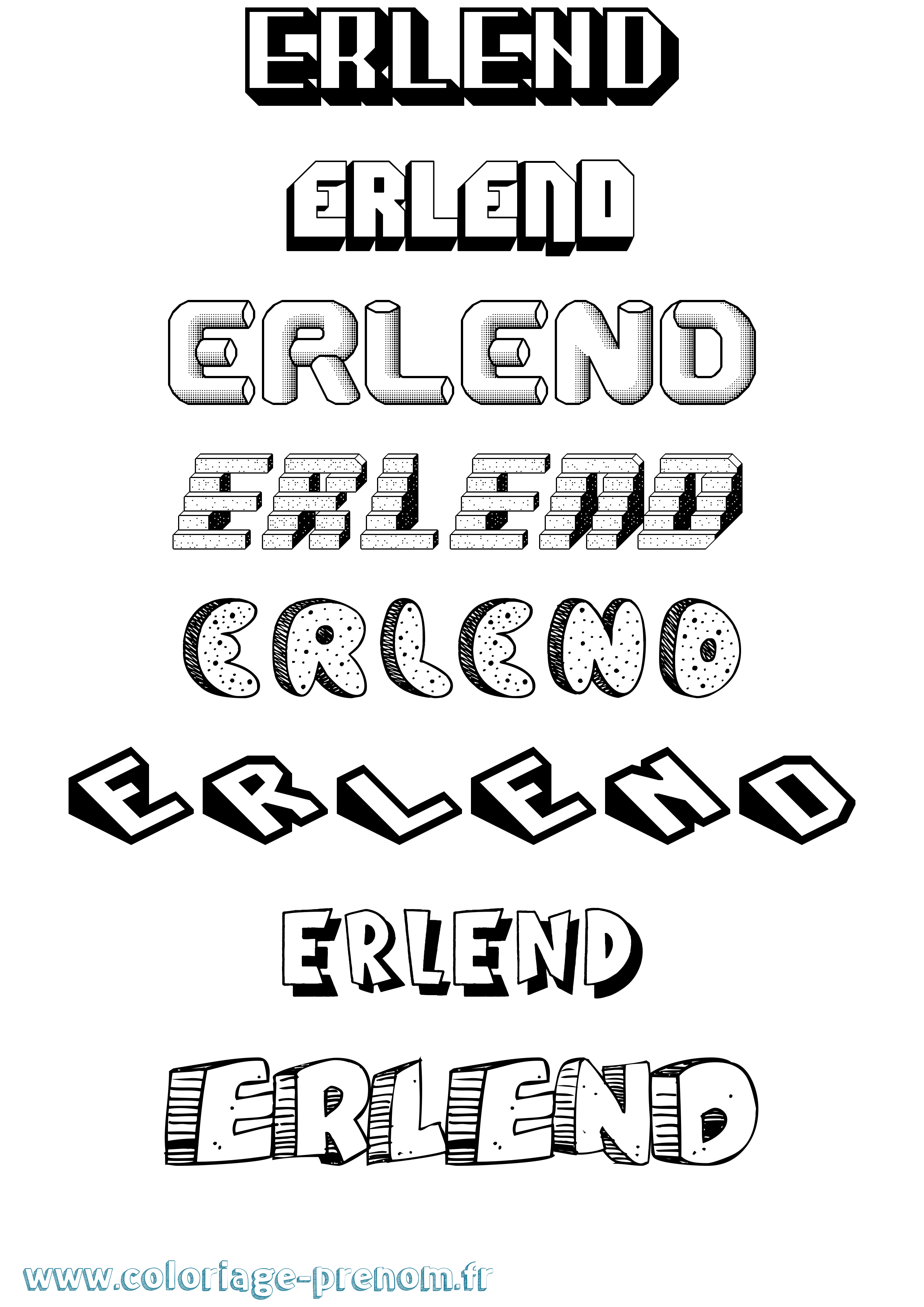 Coloriage Erlend Effet 3D Coloriage prénom Erlend Effet 3D