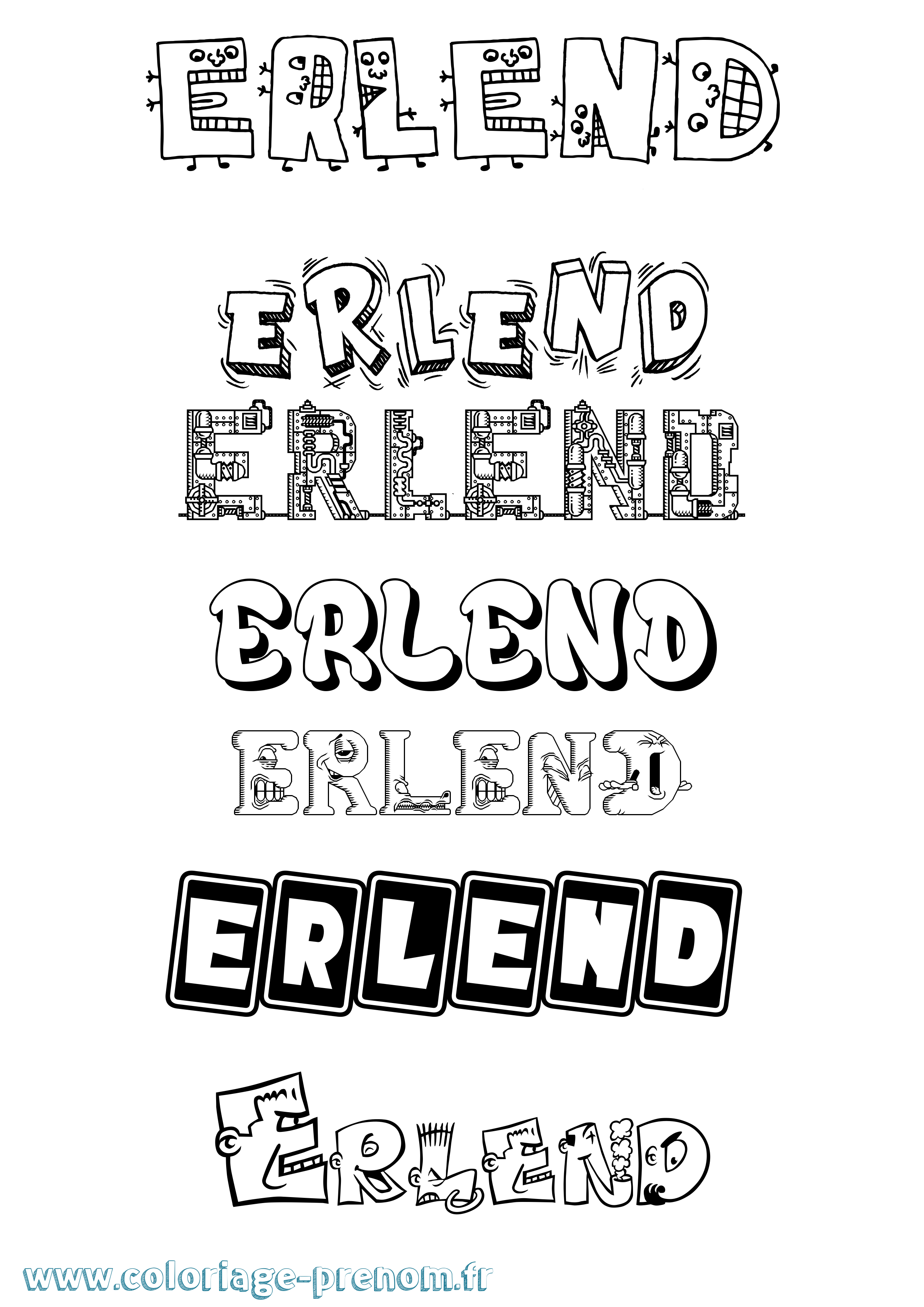 Coloriage Erlend Fun Coloriage prénom Erlend Fun