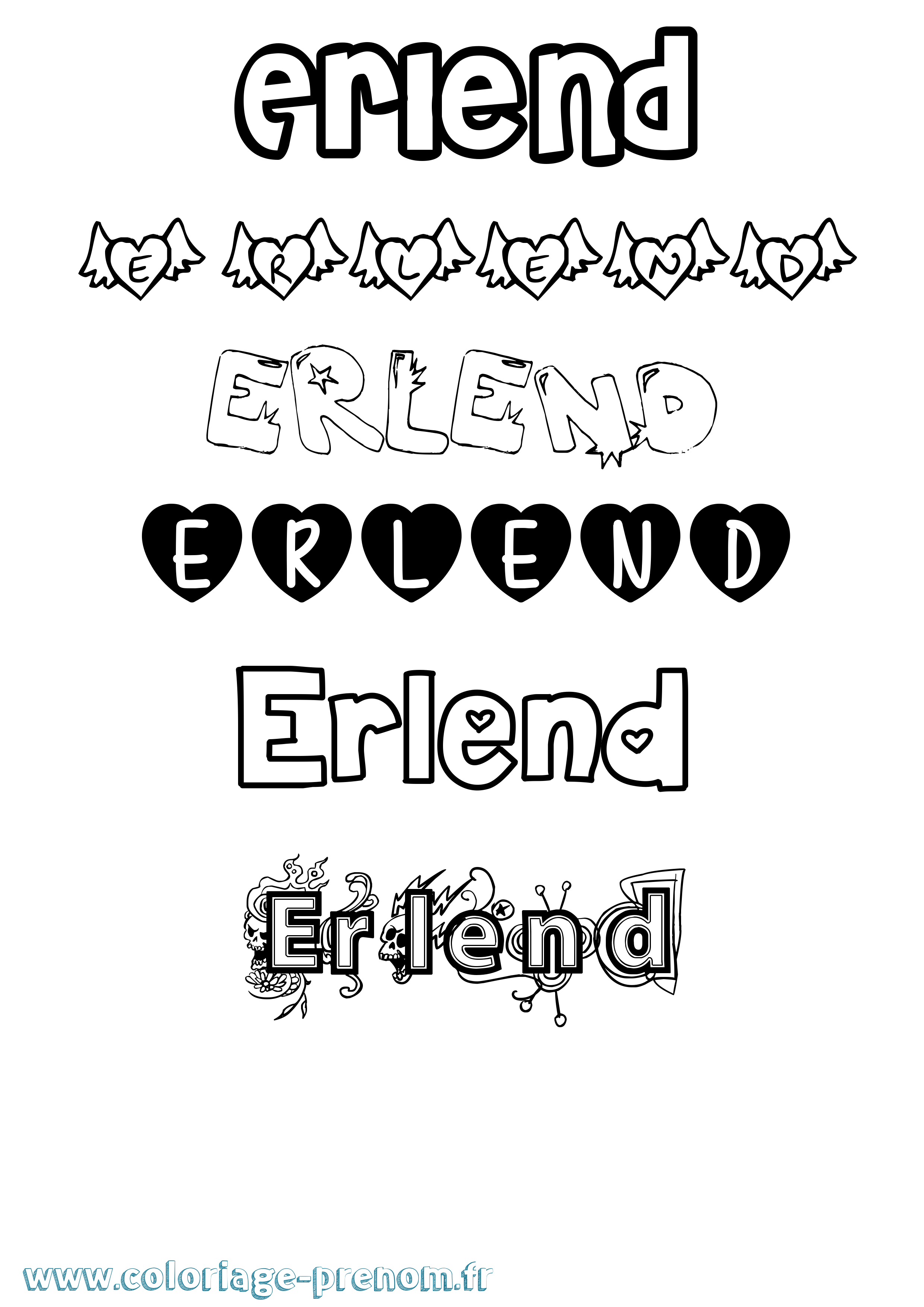 Coloriage Erlend Girly Coloriage prénom Erlend Girly
