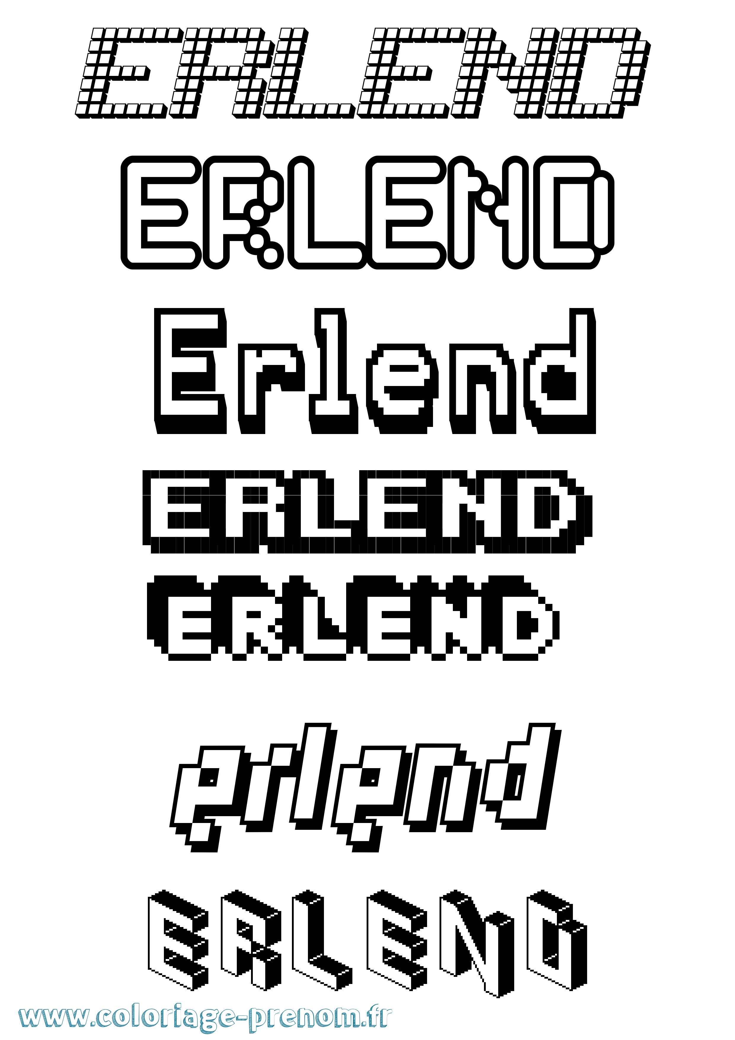 Coloriage prénom Erlend Pixel