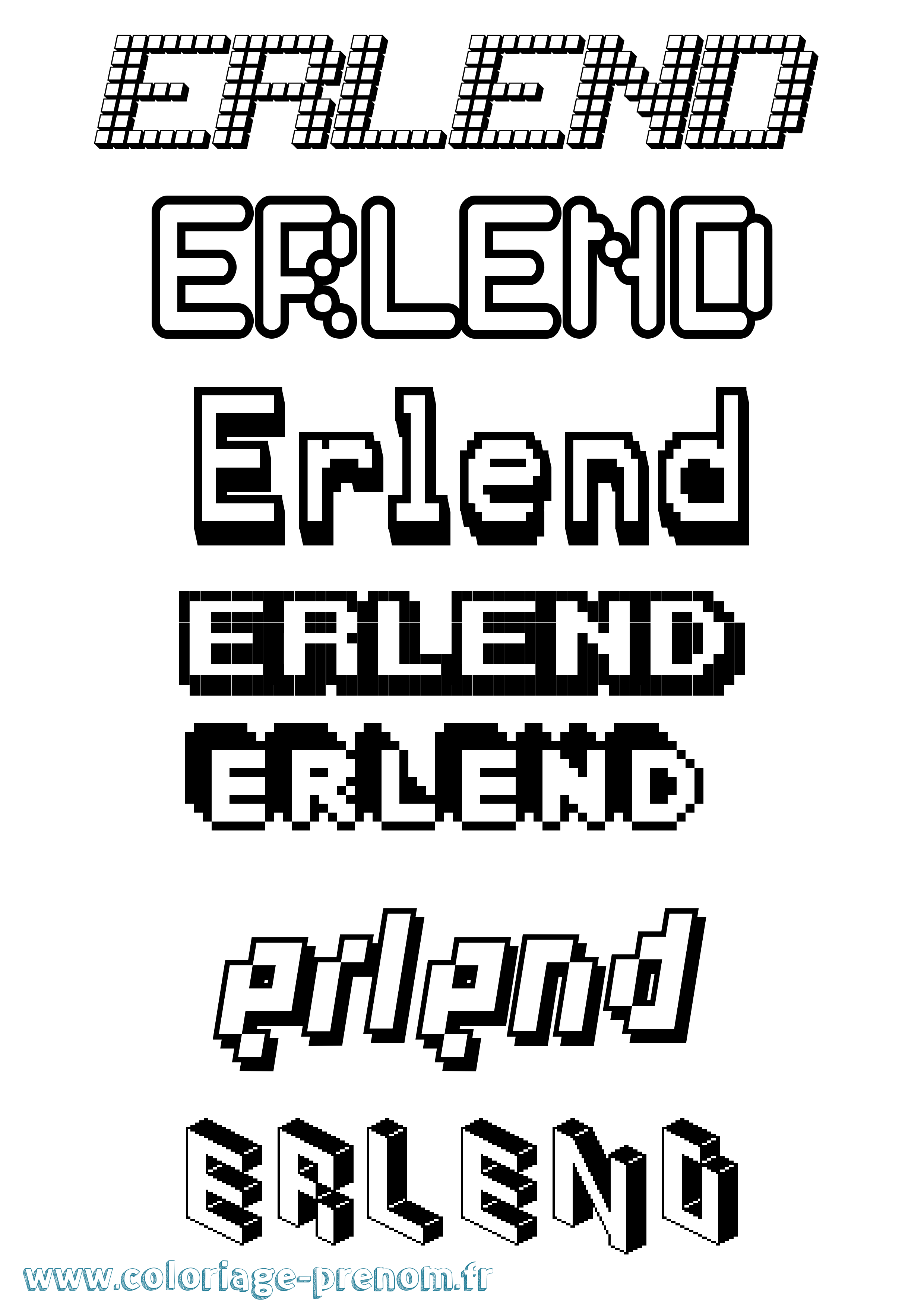 Coloriage Erlend Pixel Coloriage prénom Erlend Pixel