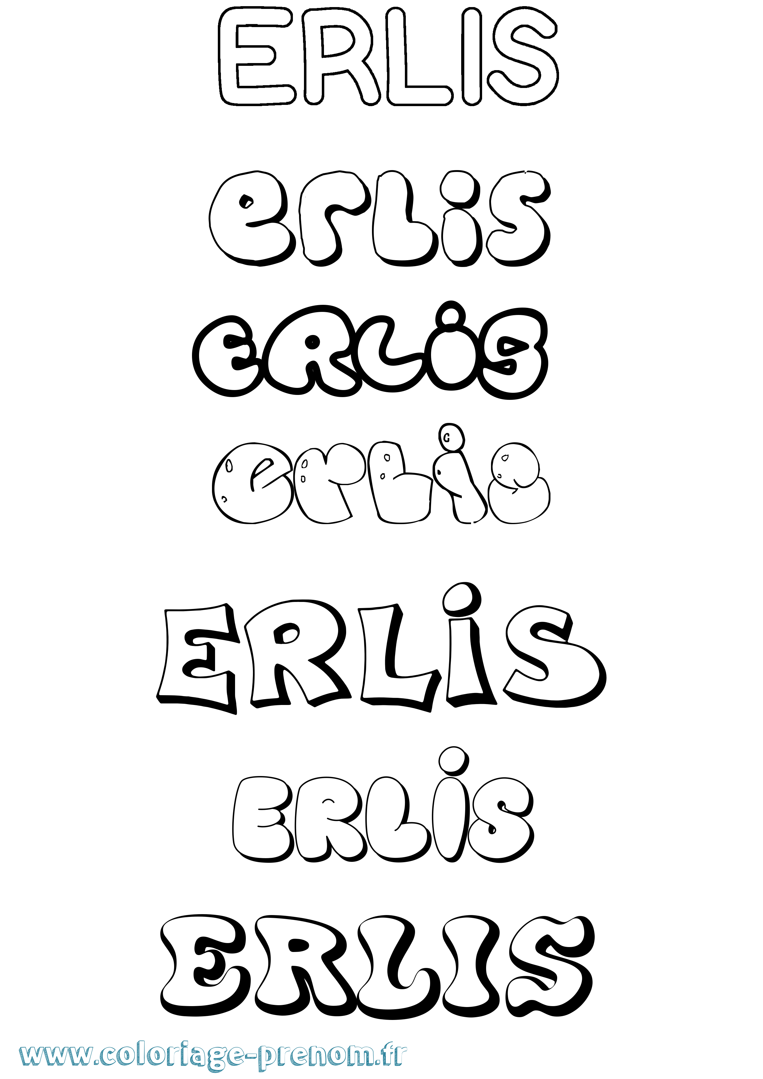 Coloriage Erlis Bubble Coloriage prénom Erlis Bubble
