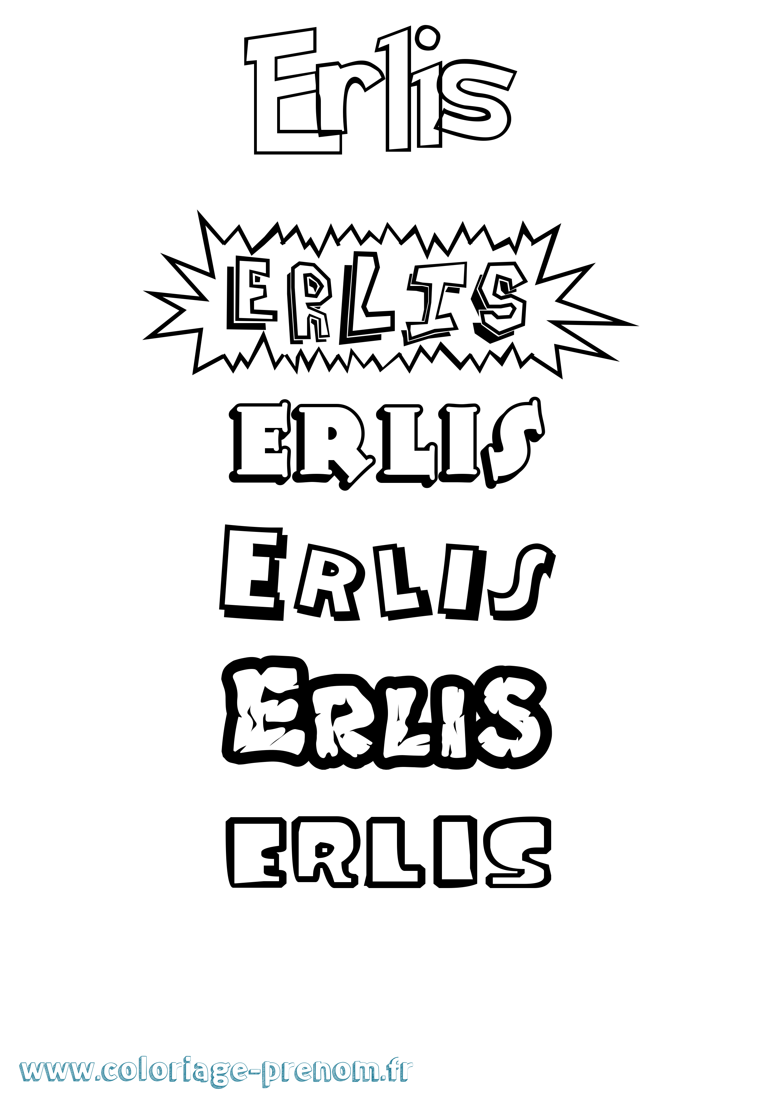 Coloriage Erlis Dessin Animé Coloriage prénom Erlis Dessin Animé