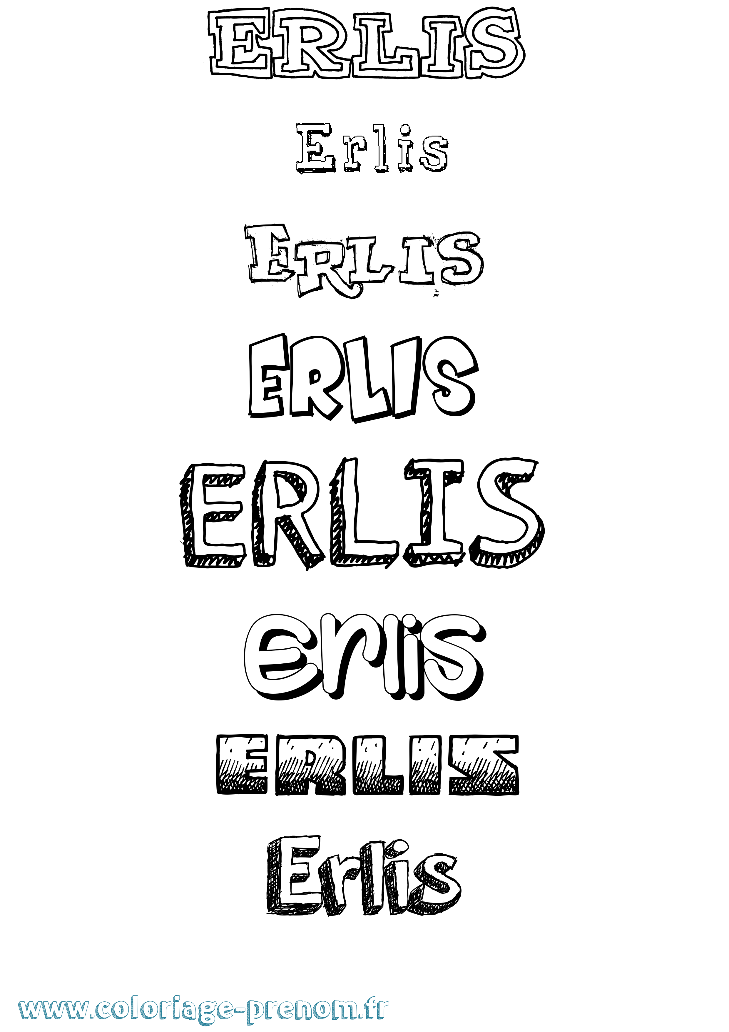 Coloriage Erlis Dessiné Coloriage prénom Erlis Dessiné