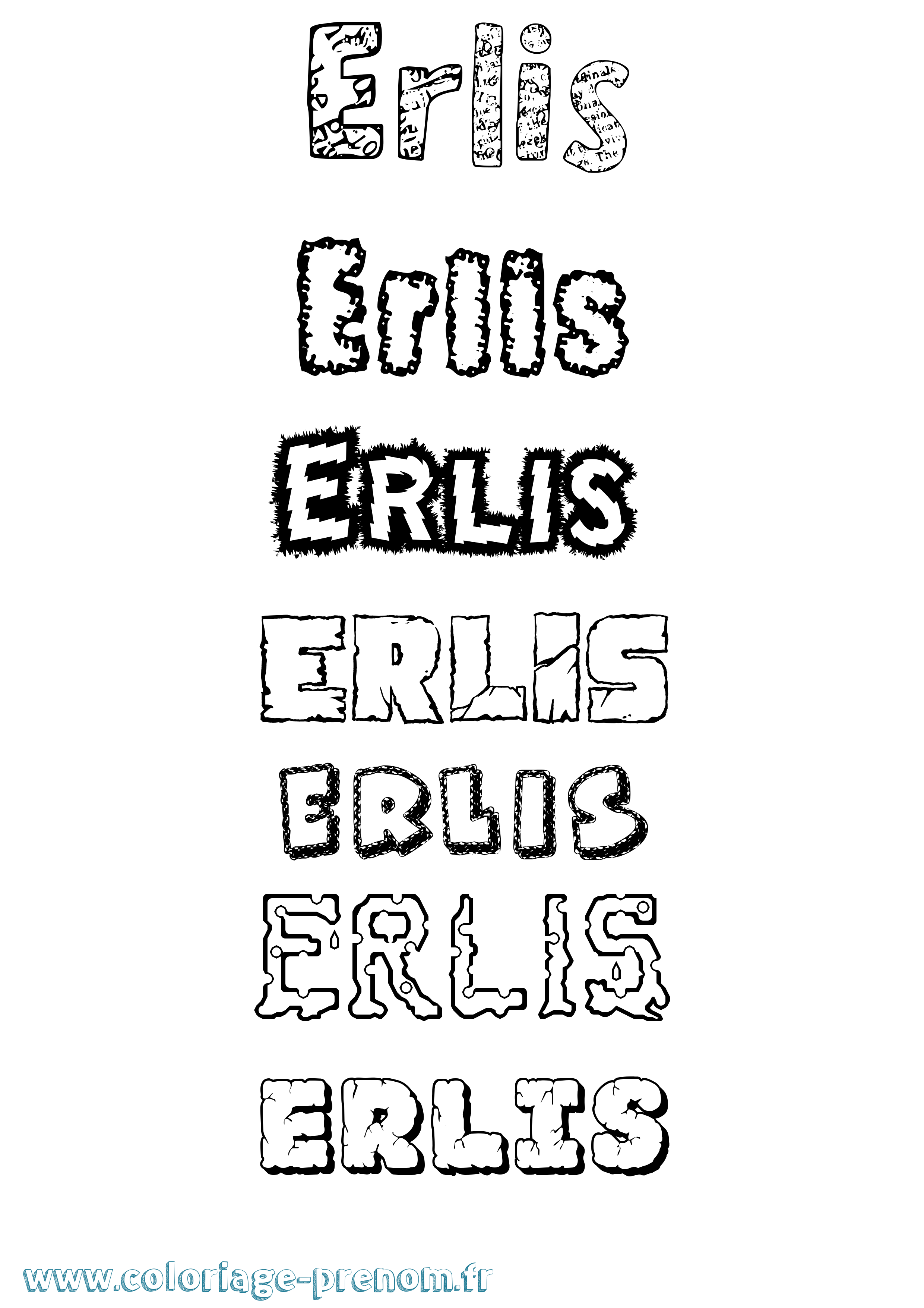 Coloriage prénom Erlis Destructuré