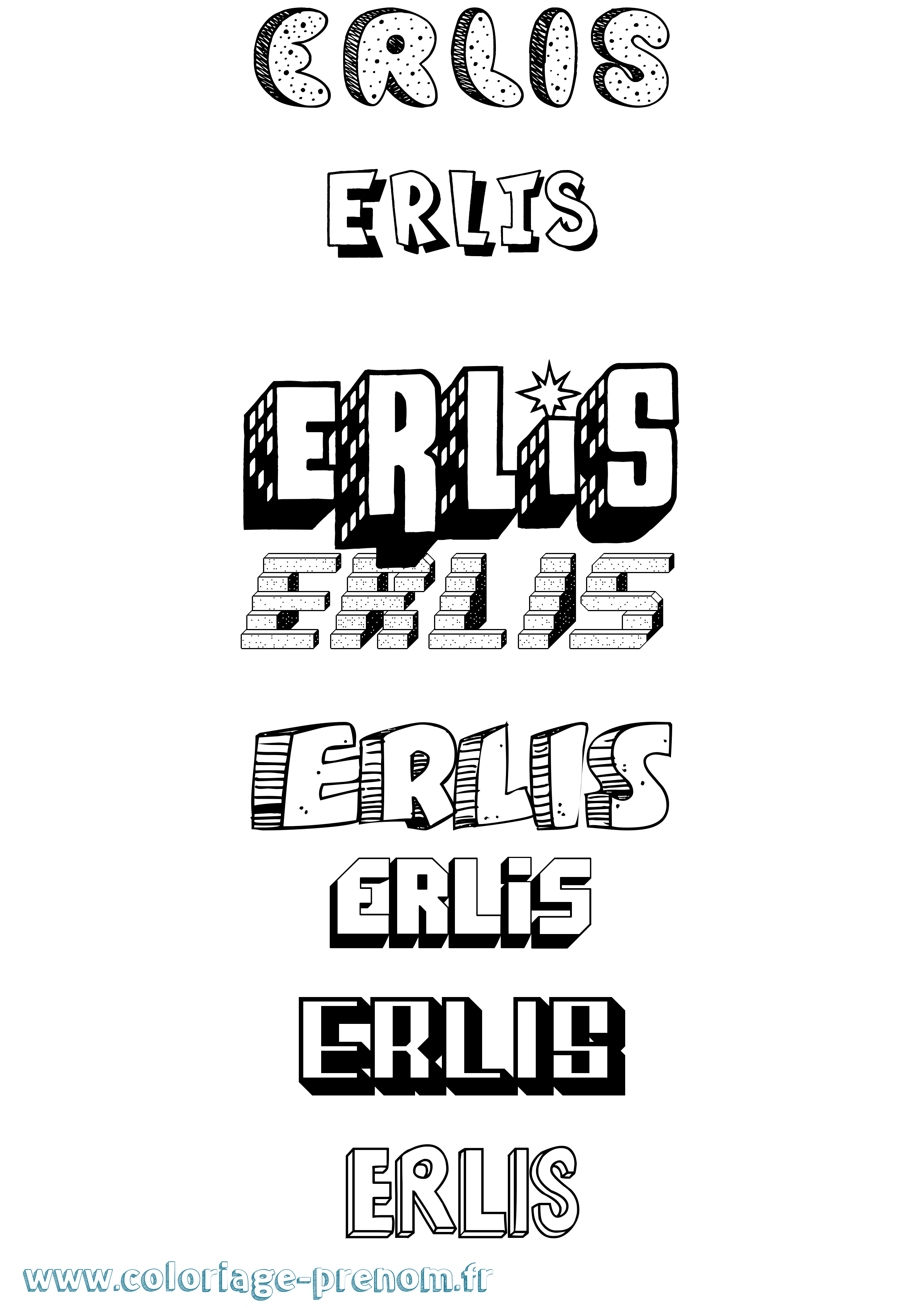 Coloriage Erlis Effet 3D Coloriage prénom Erlis Effet 3D