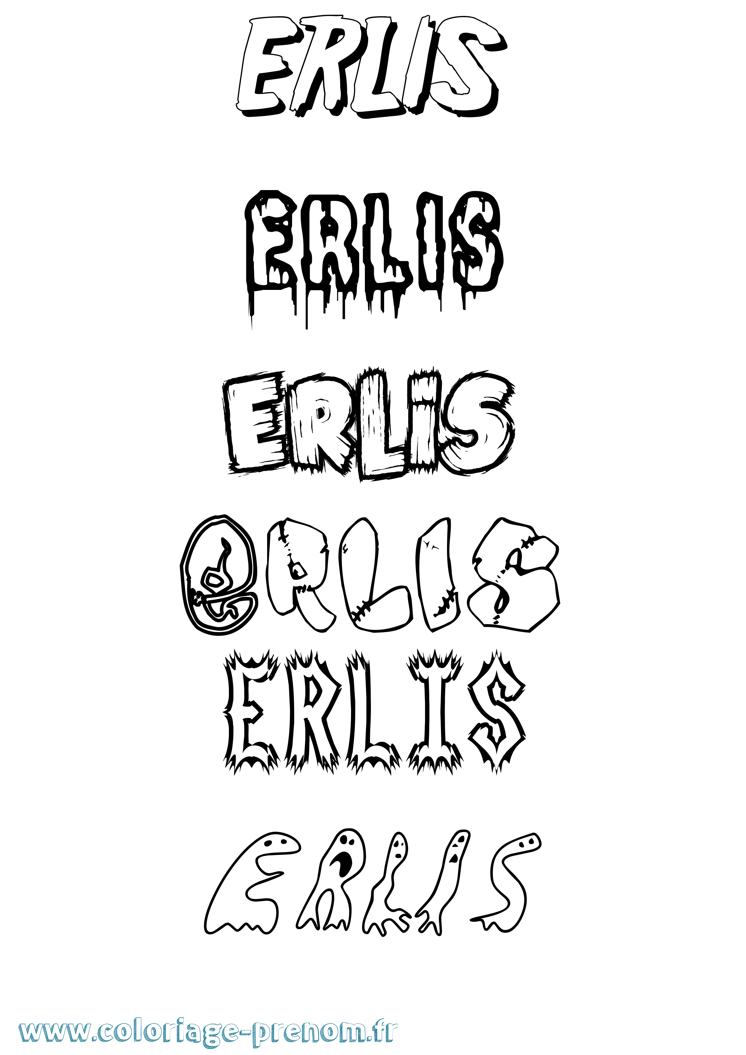 Coloriage Erlis Frisson Coloriage prénom Erlis Frisson
