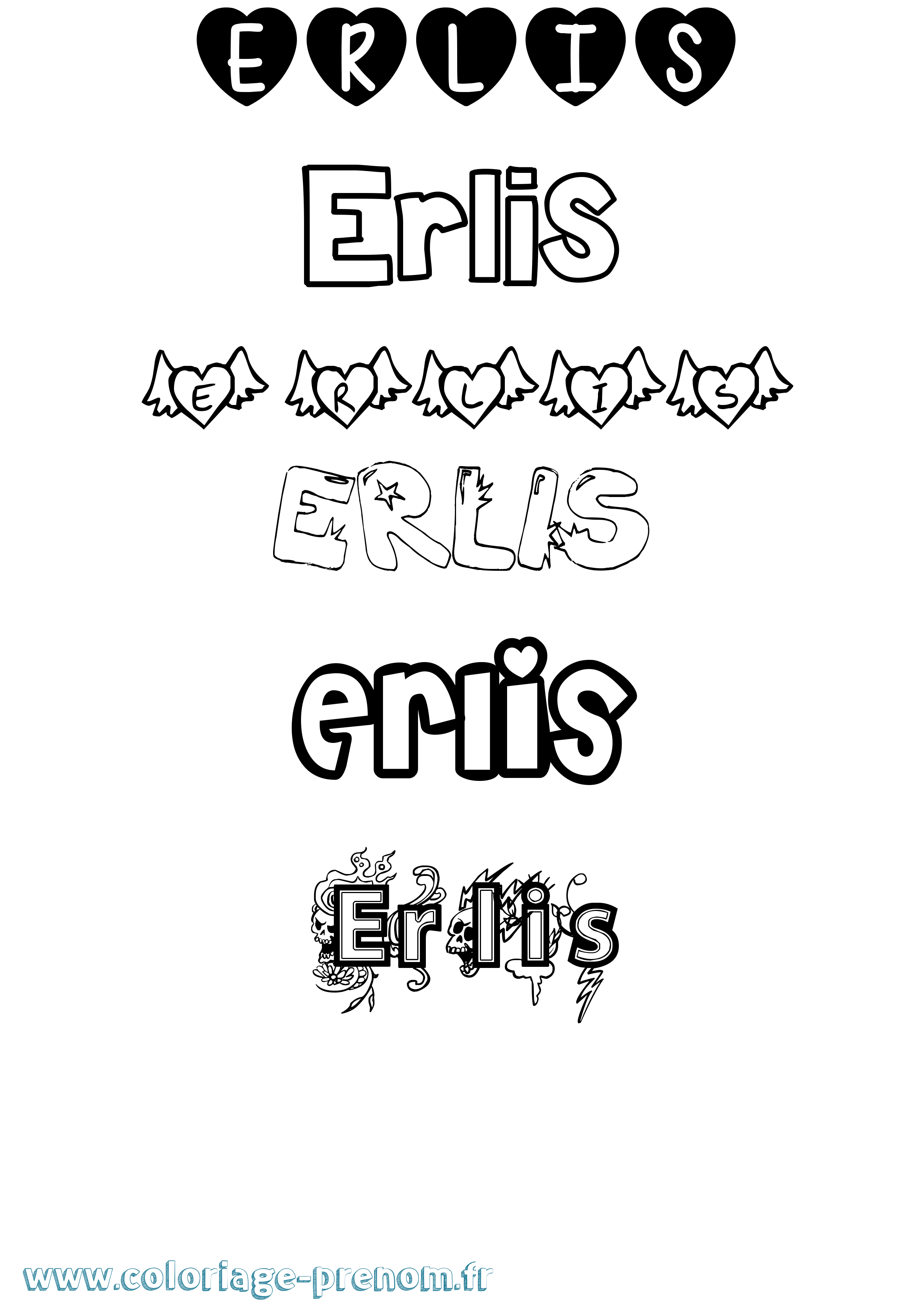Coloriage Erlis Girly Coloriage prénom Erlis Girly