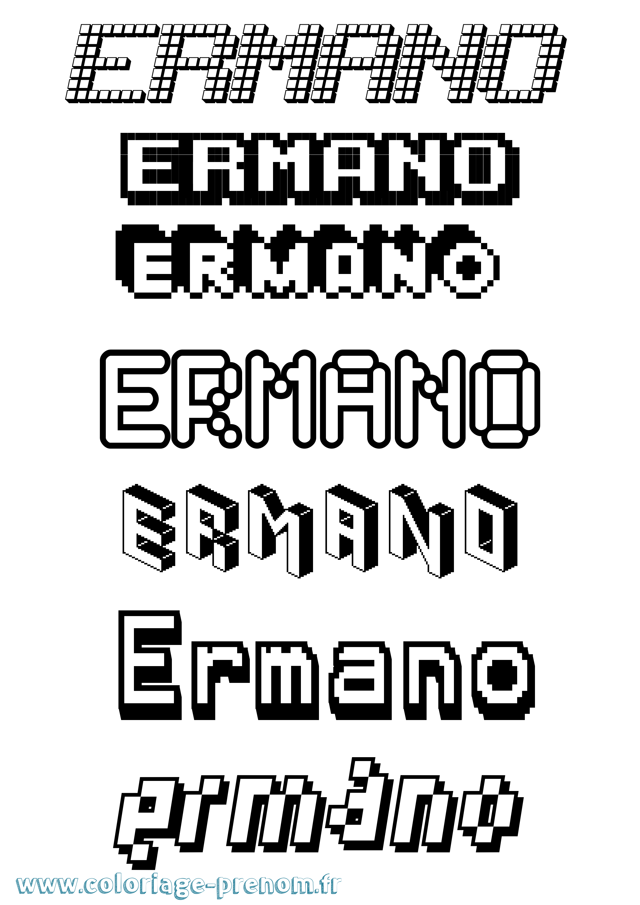 Coloriage prénom Ermano Pixel