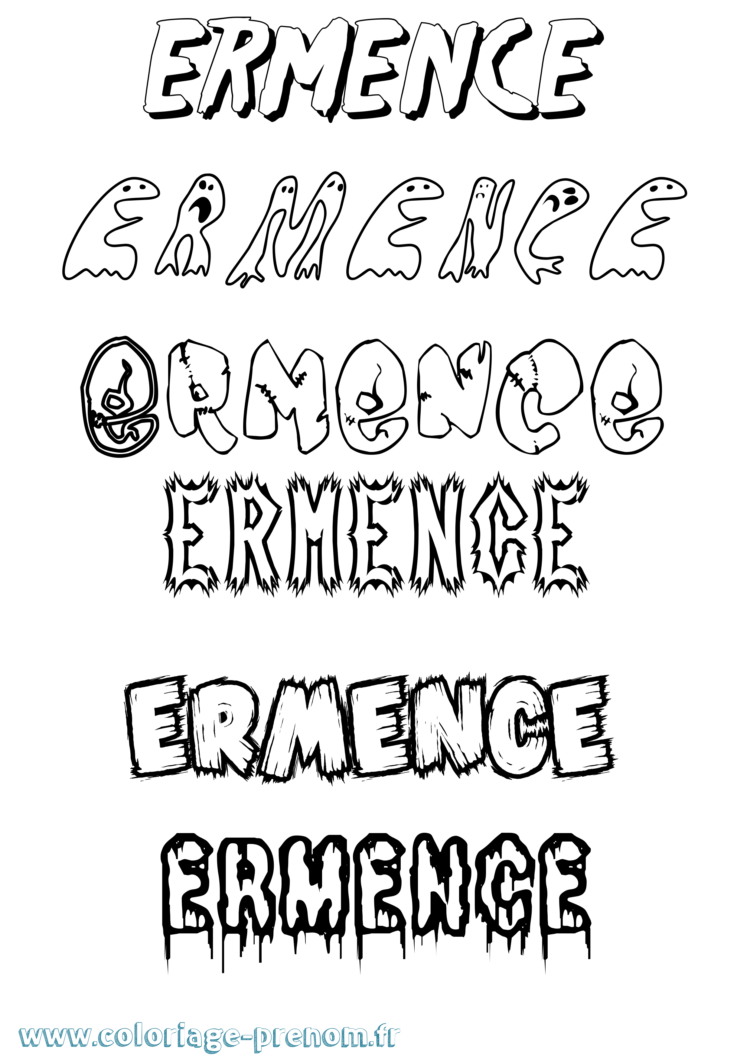 Coloriage prénom Ermence Frisson