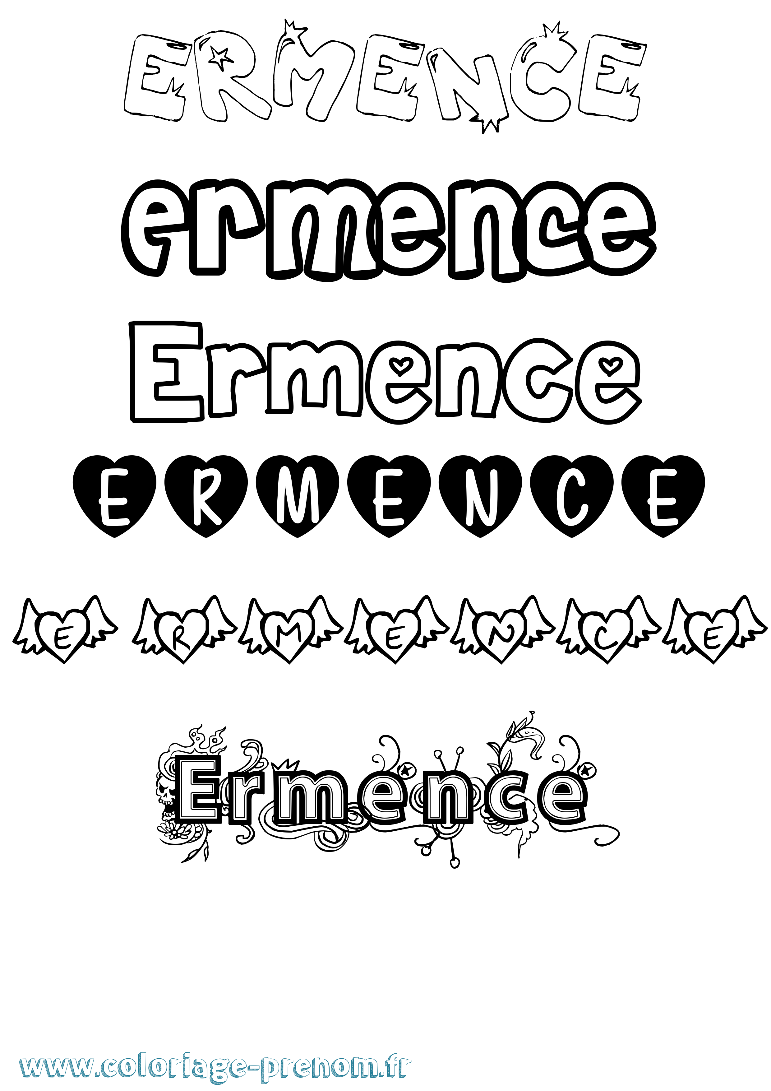 Coloriage prénom Ermence Girly