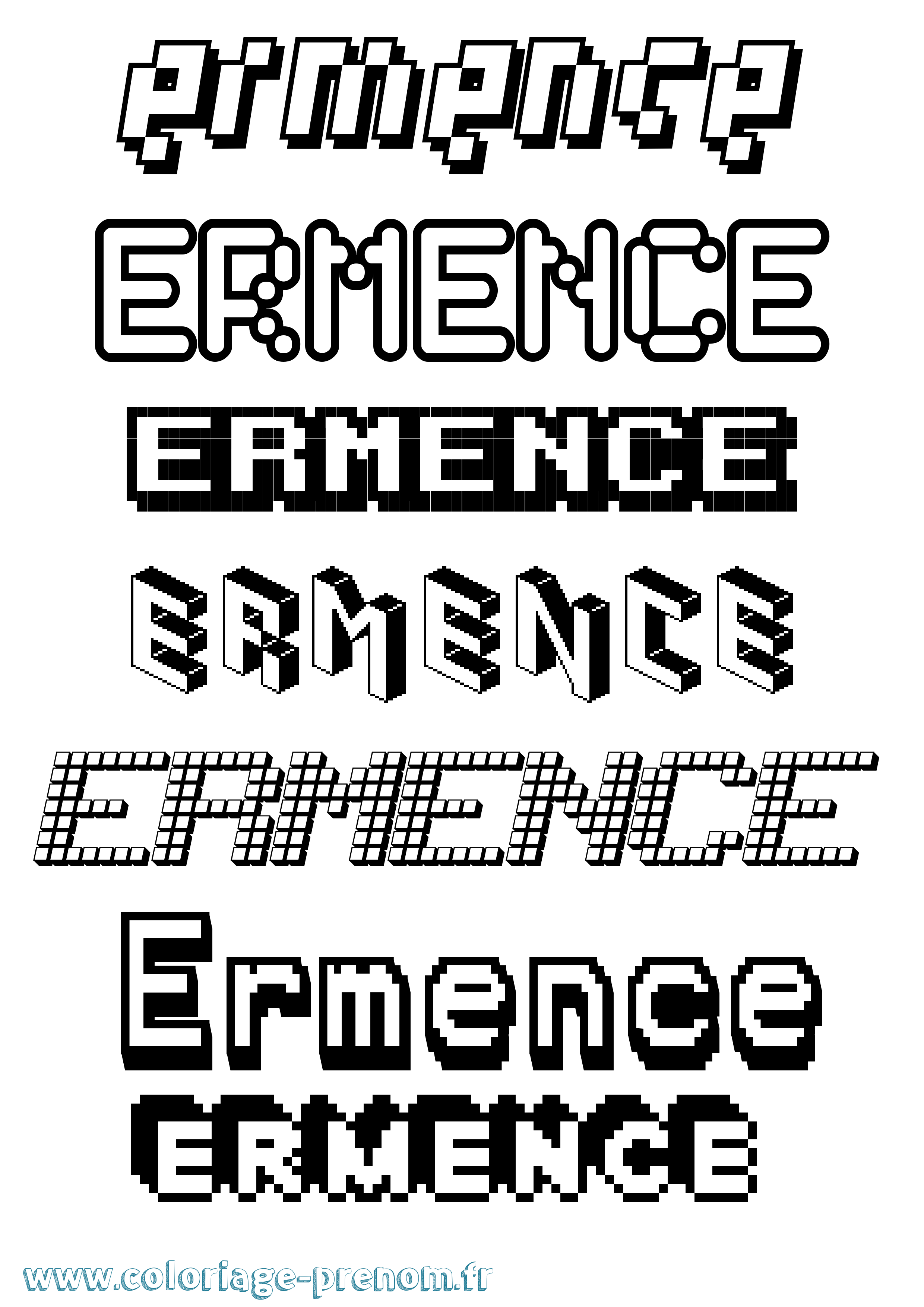 Coloriage prénom Ermence Pixel