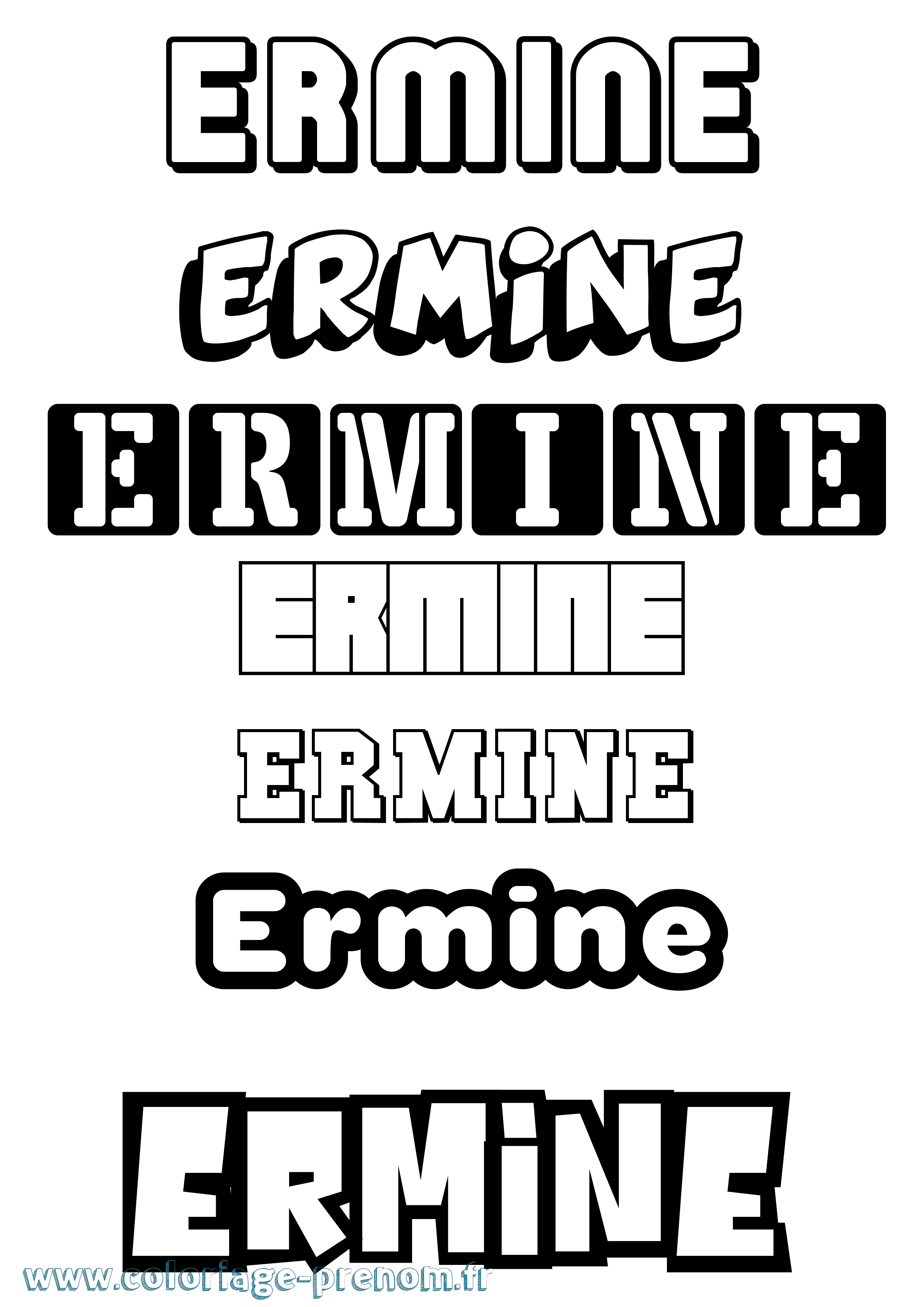 Coloriage prénom Ermine Simple
