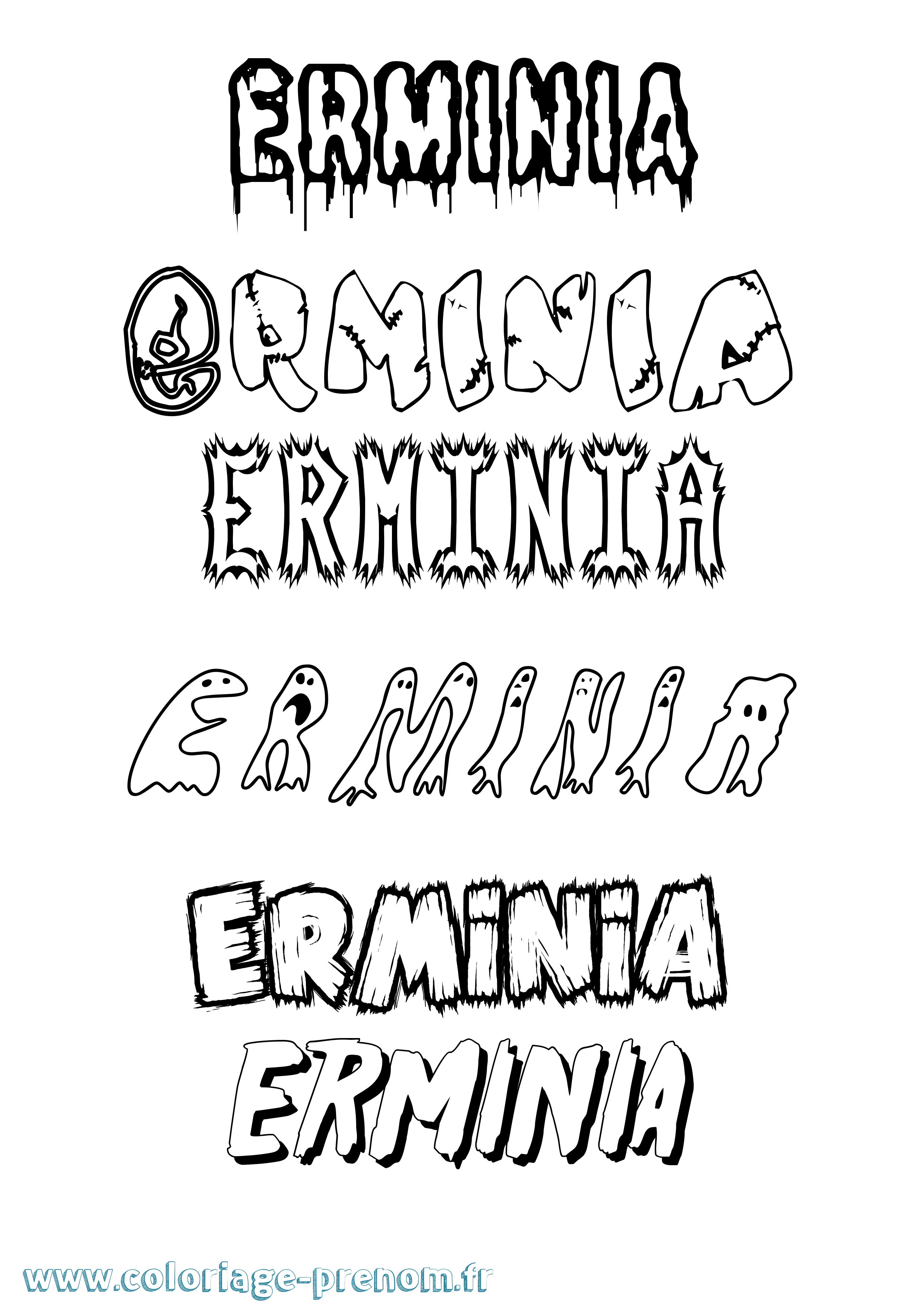 Coloriage prénom Erminia Frisson