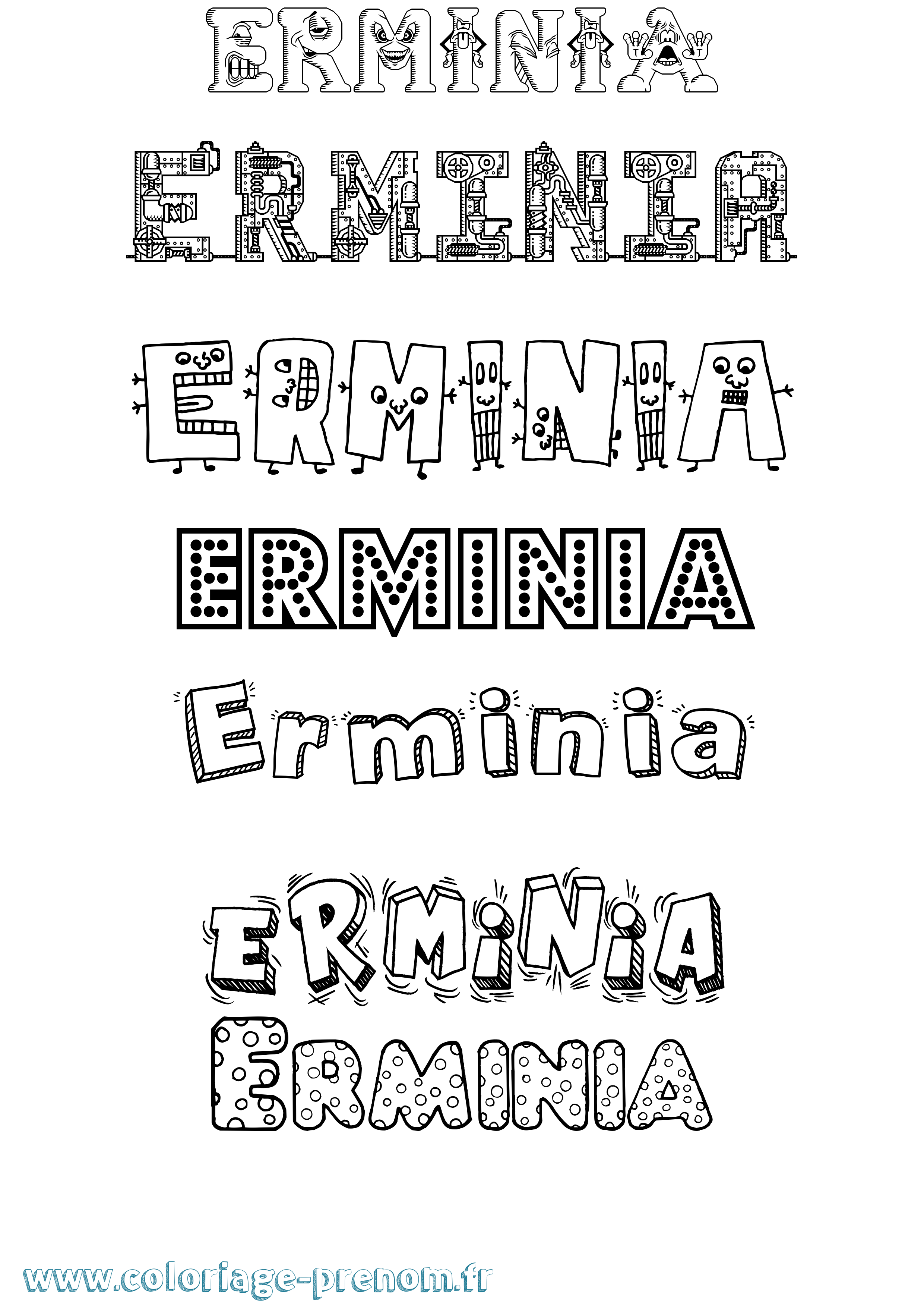 Coloriage prénom Erminia Fun