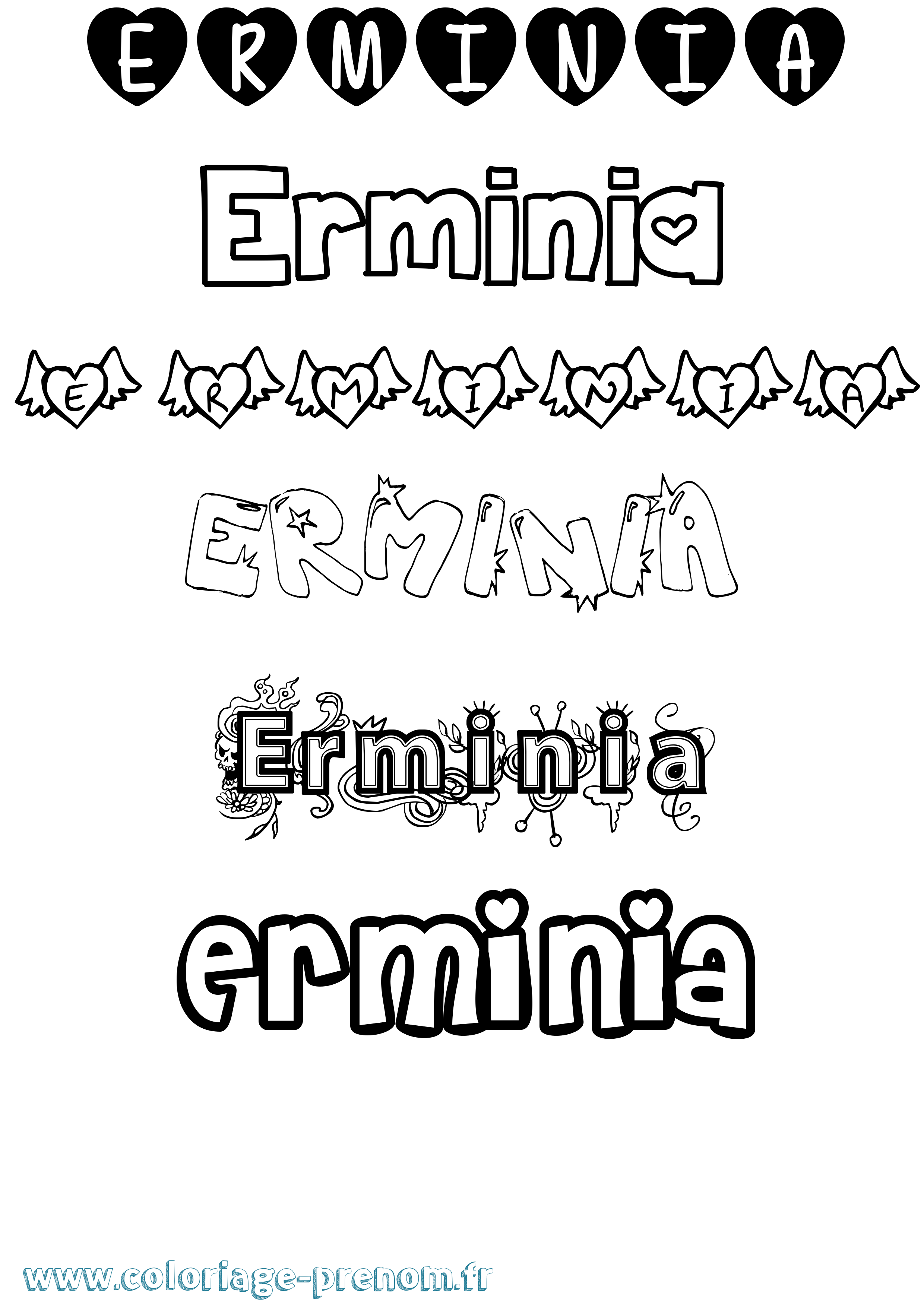 Coloriage prénom Erminia Girly