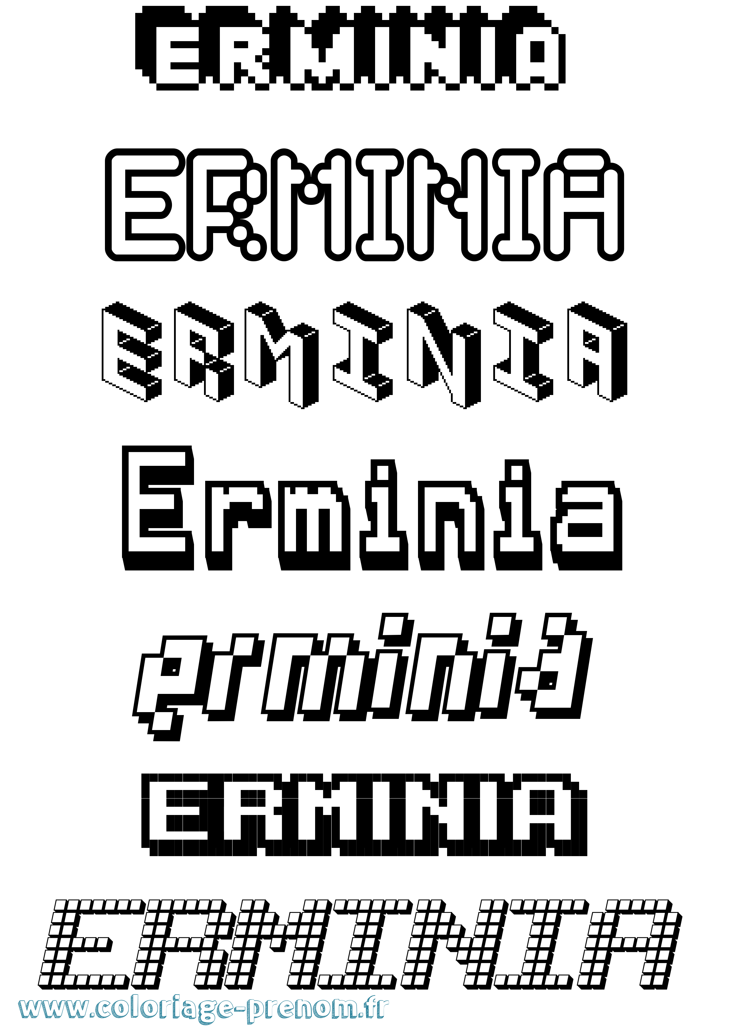 Coloriage prénom Erminia Pixel