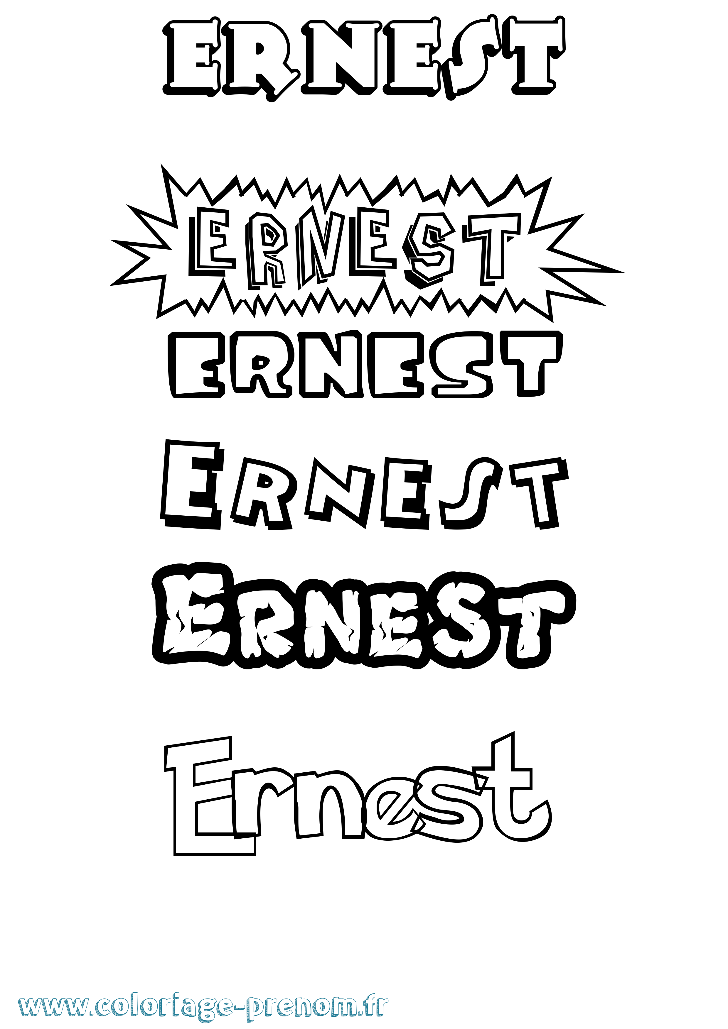 Coloriage prénom Ernest