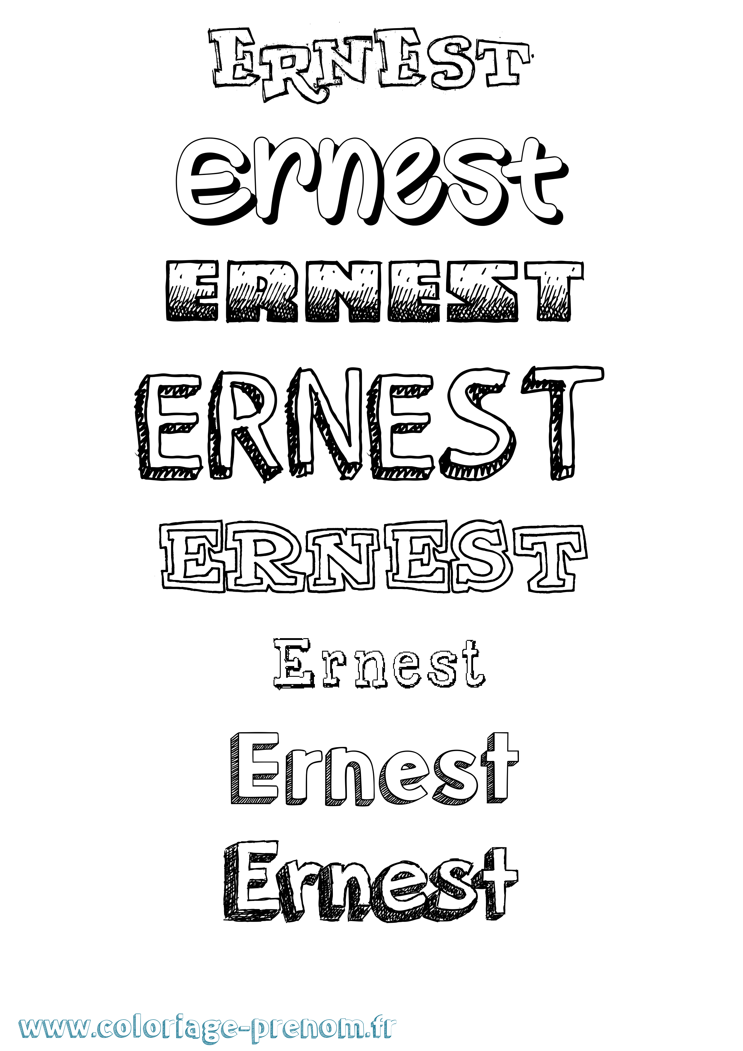 Coloriage prénom Ernest Dessiné