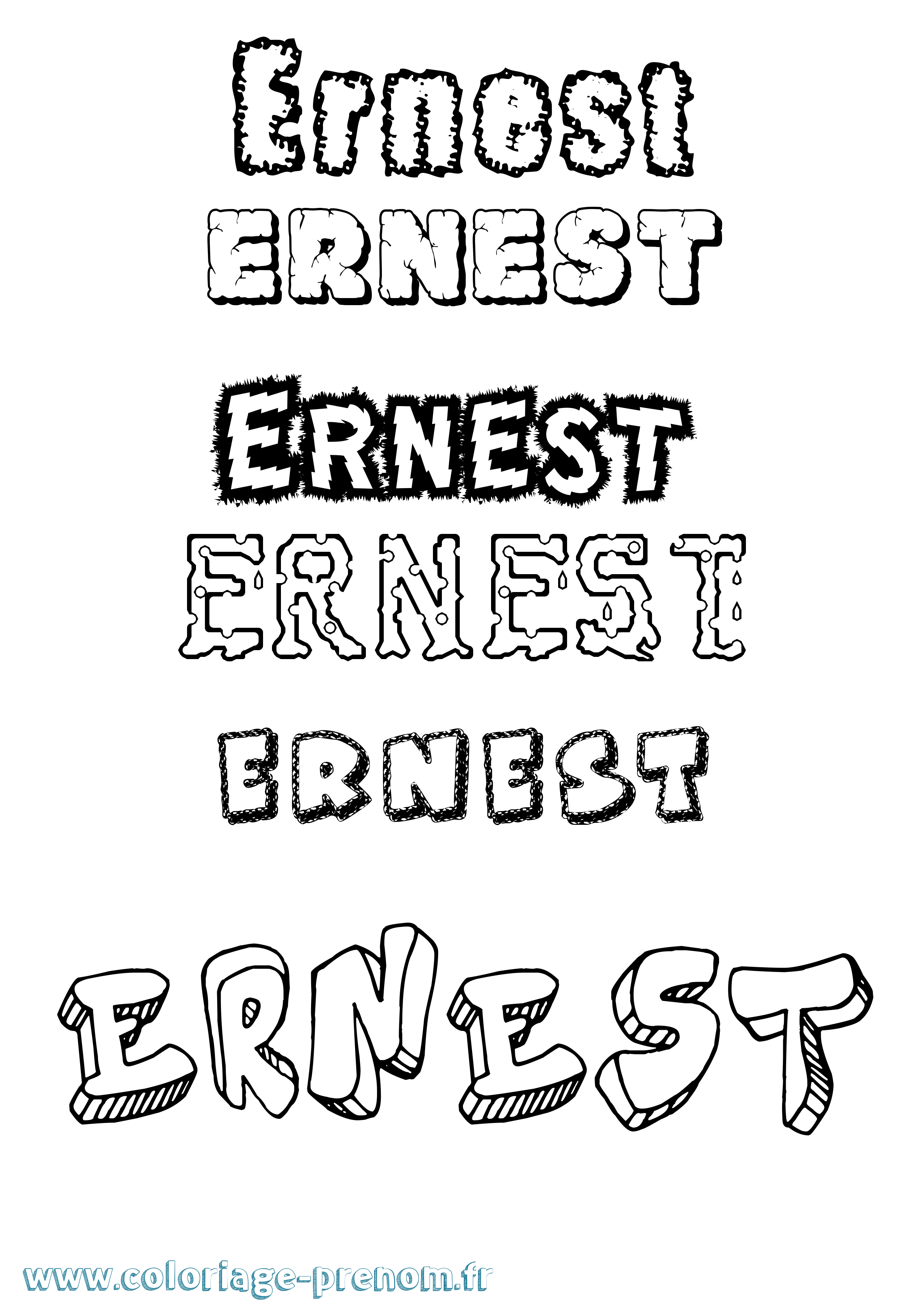 Coloriage prénom Ernest Destructuré