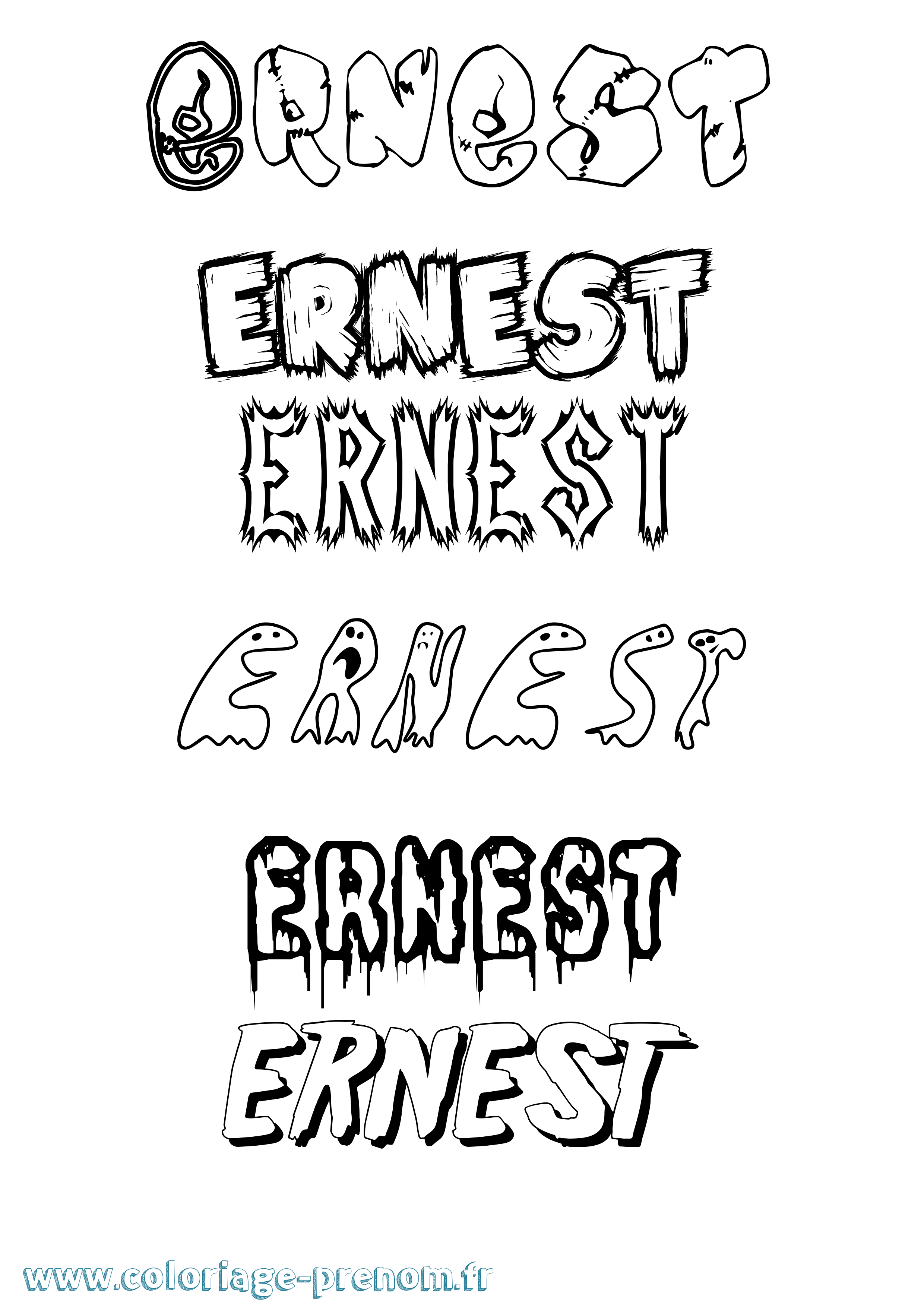 Coloriage prénom Ernest