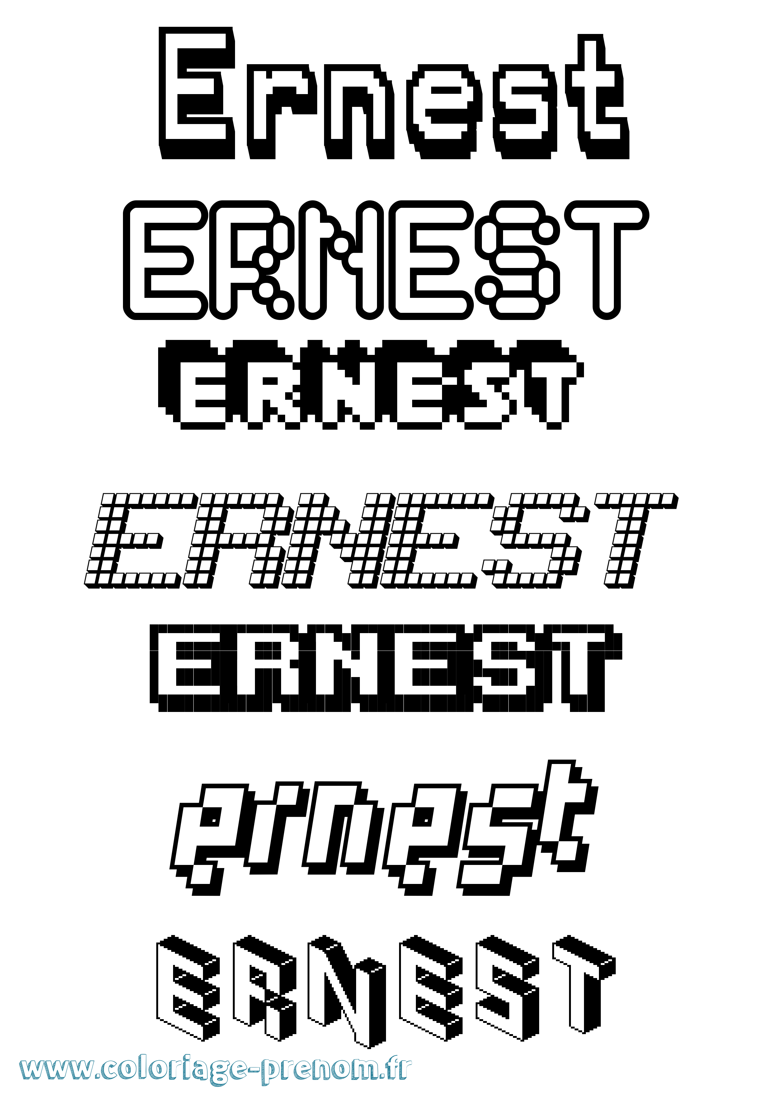 Coloriage prénom Ernest Pixel