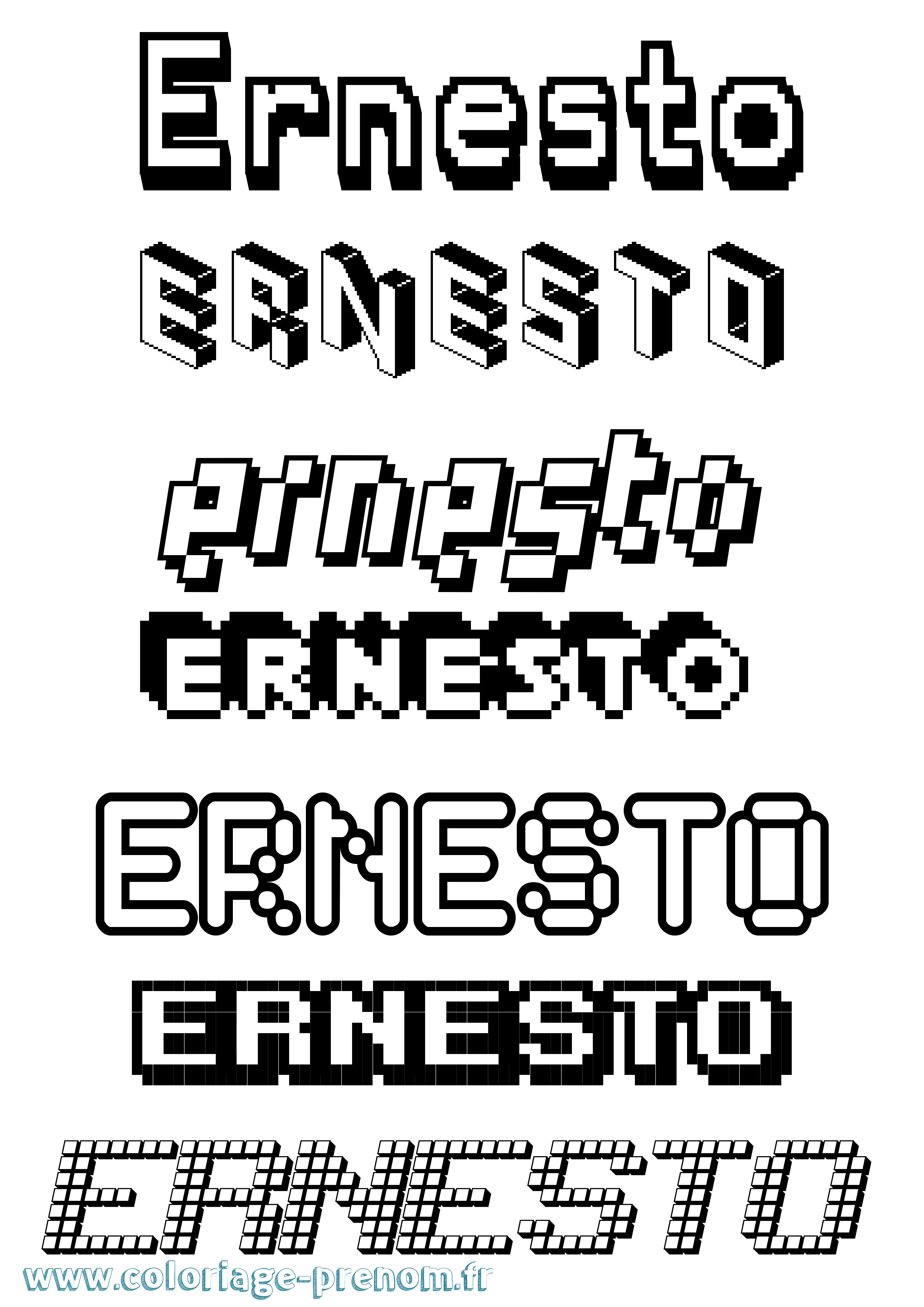 Coloriage prénom Ernesto Pixel