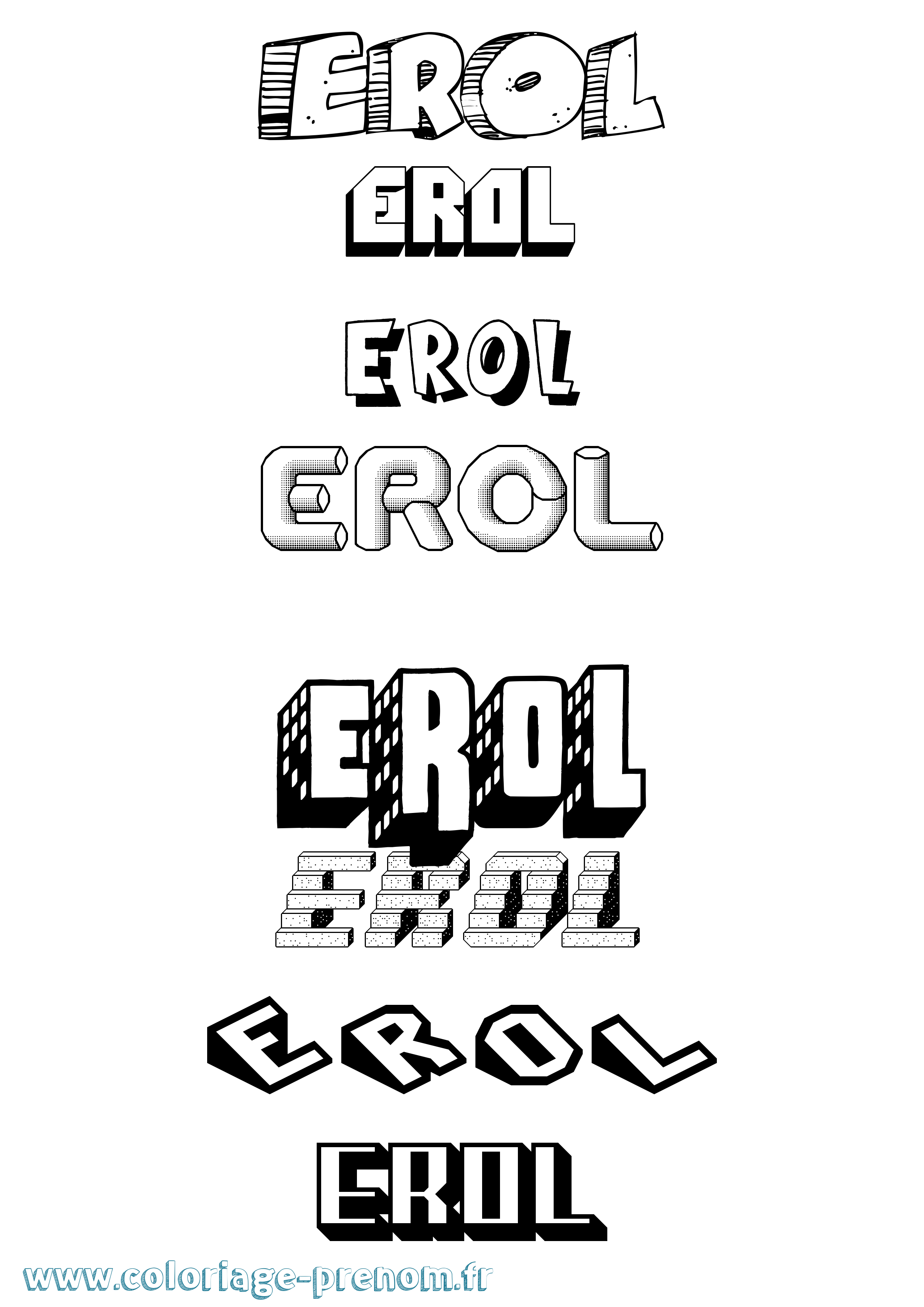 Coloriage prénom Erol Effet 3D