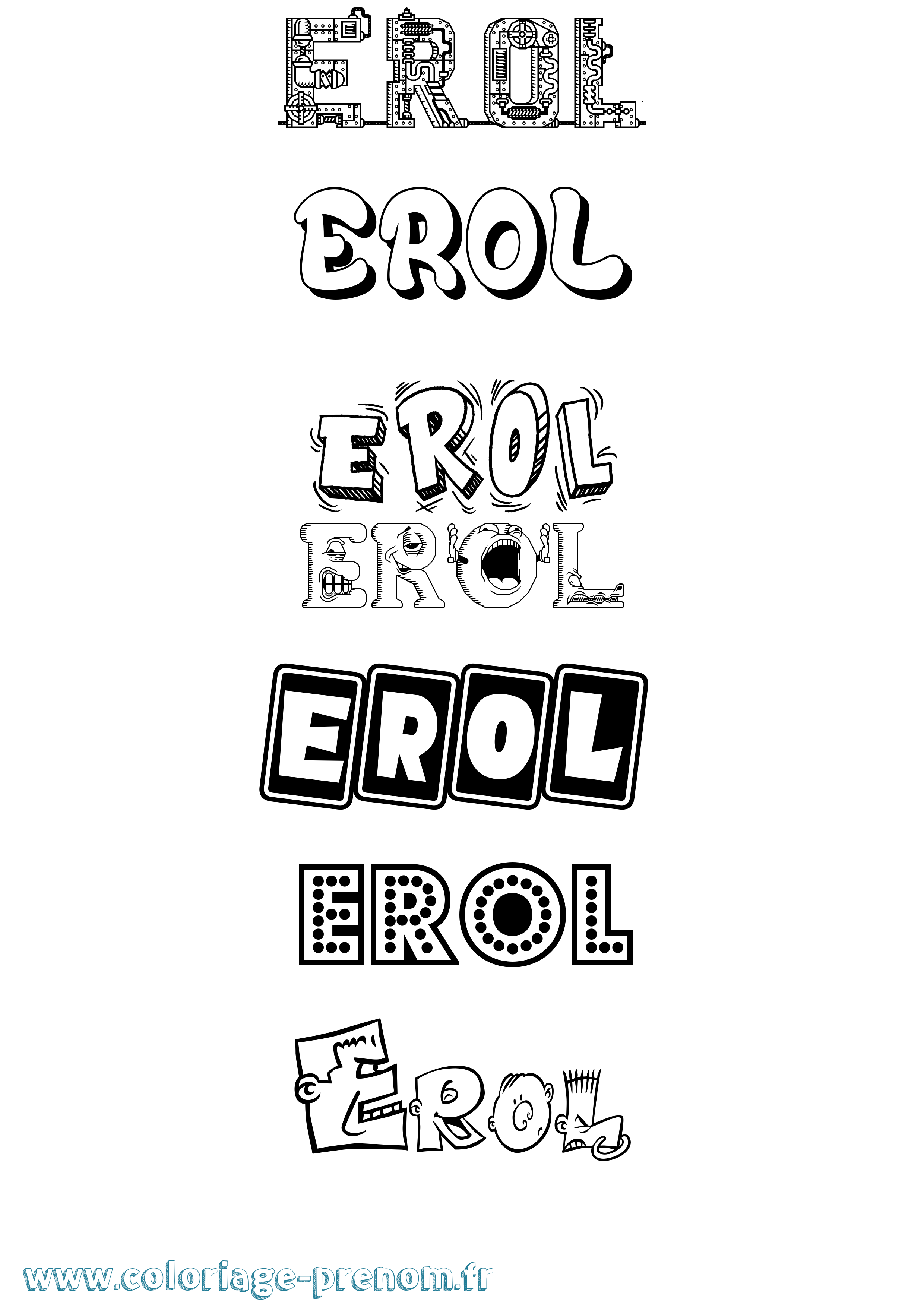 Coloriage prénom Erol Fun