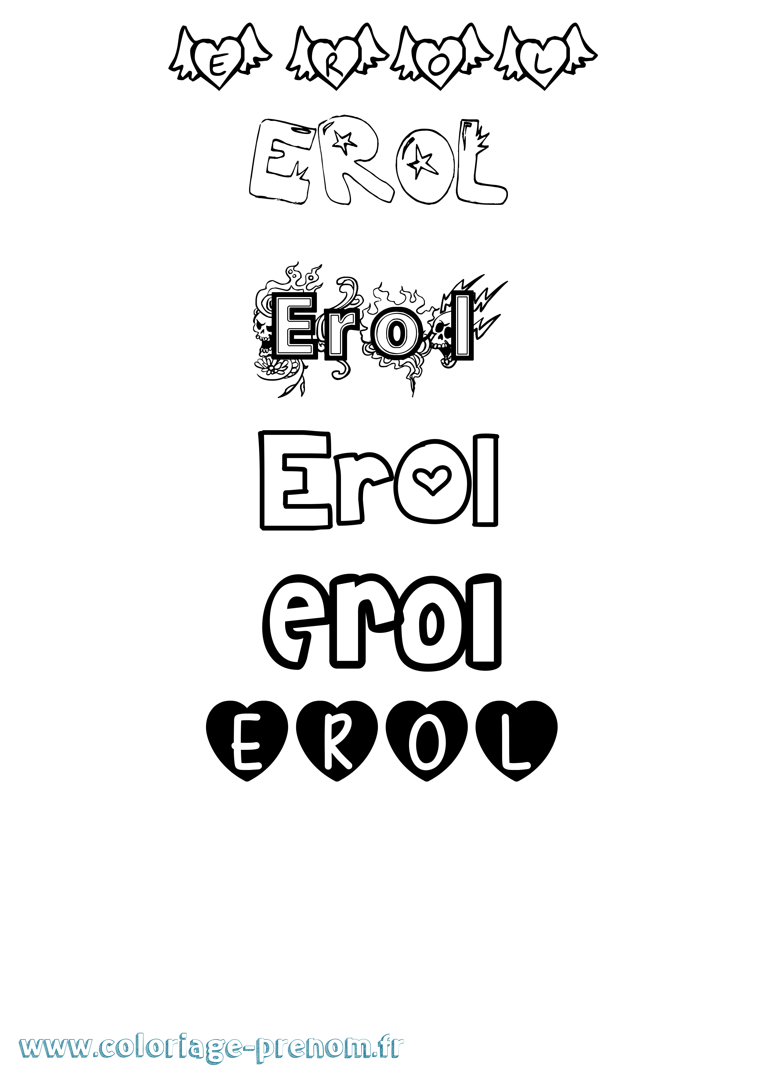 Coloriage prénom Erol Girly