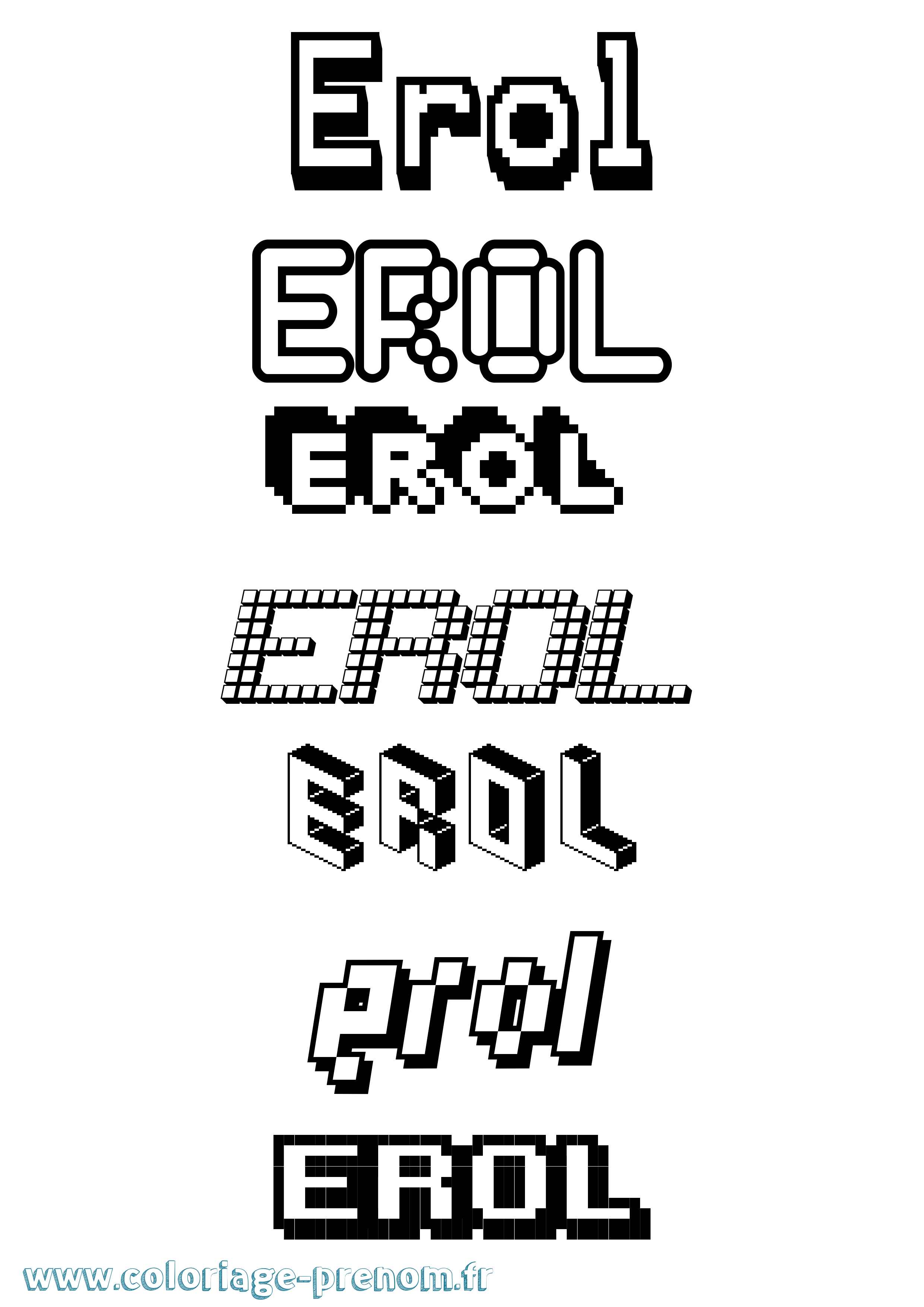 Coloriage prénom Erol Pixel