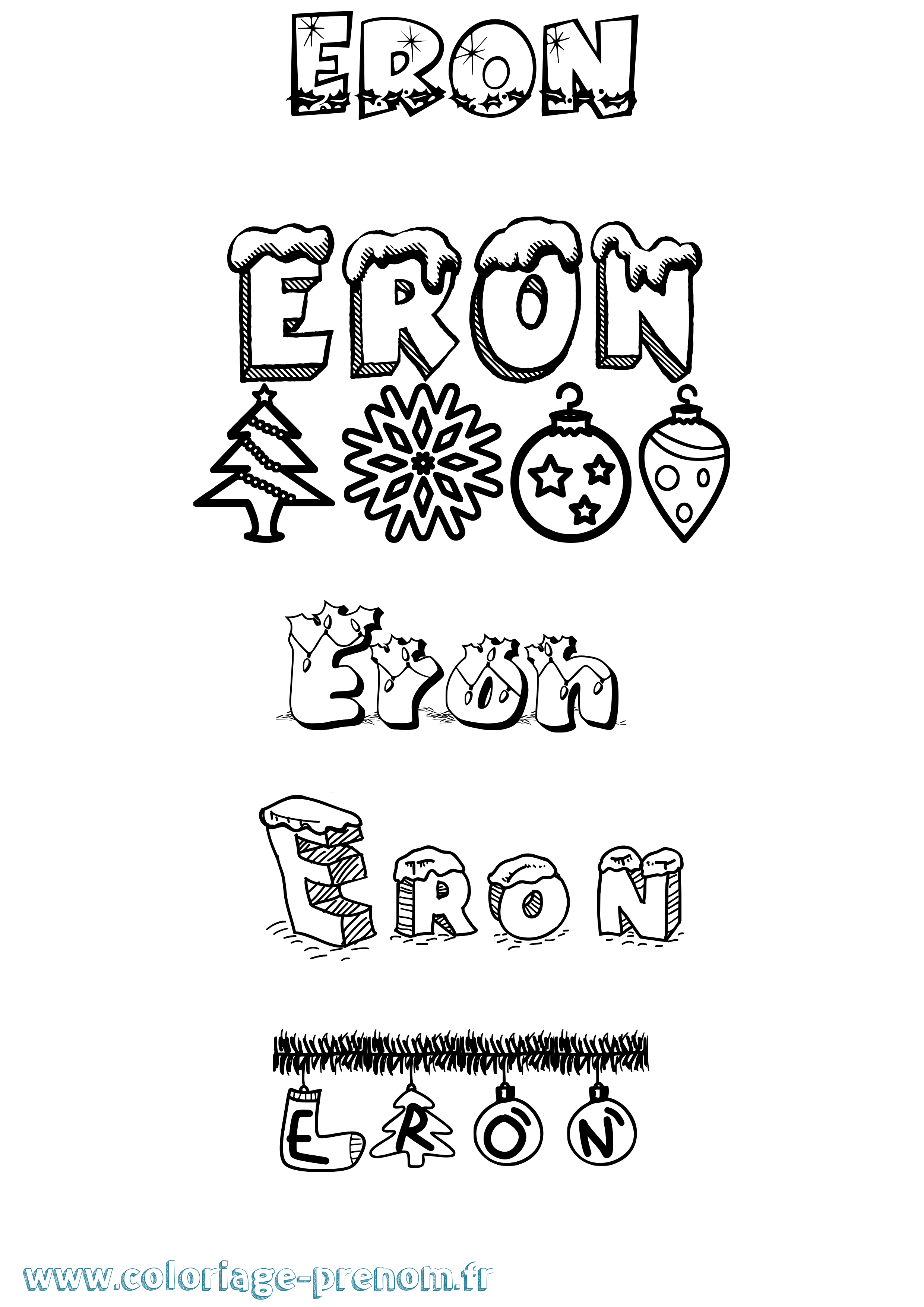 Coloriage prénom Eron Noël