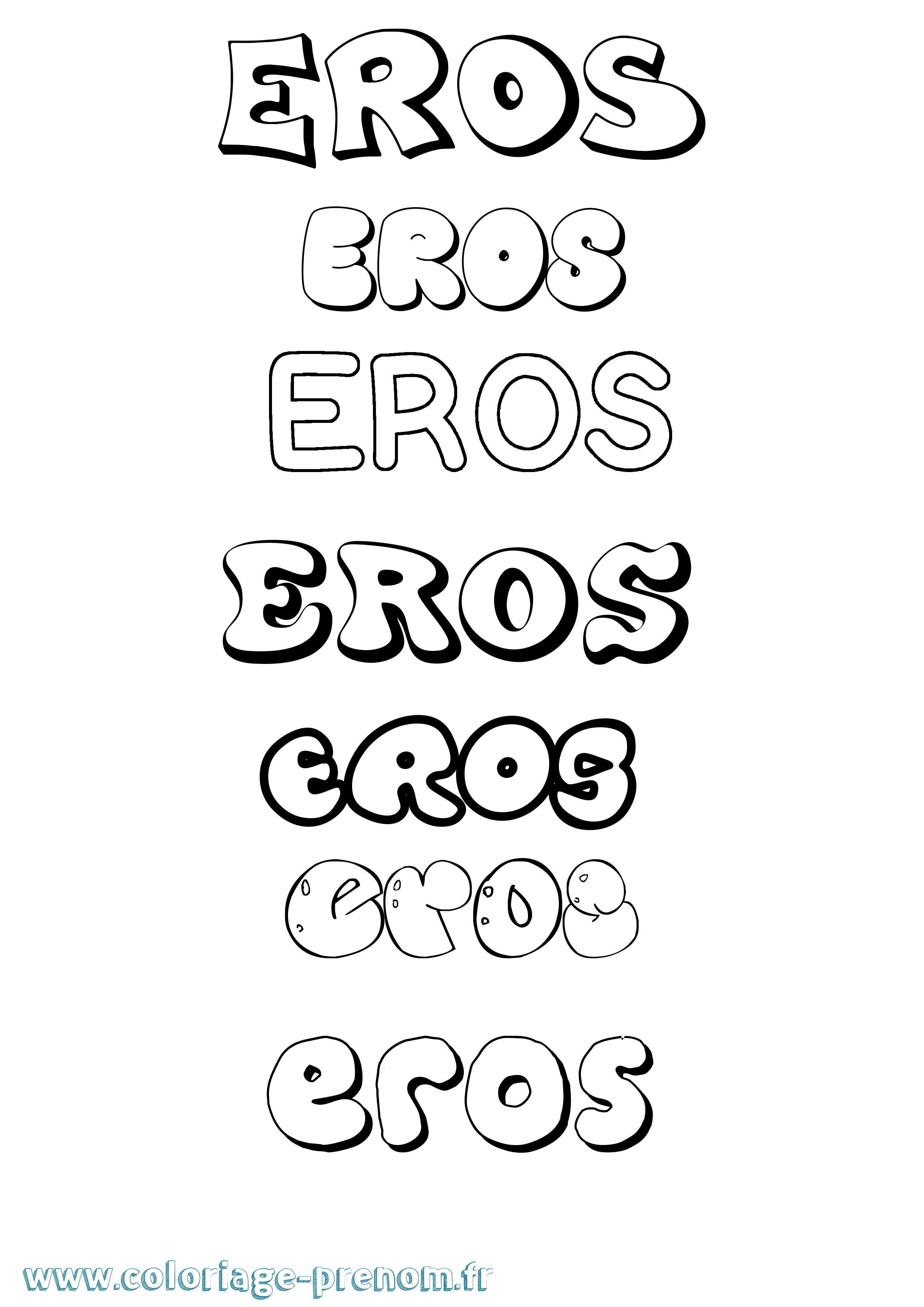 Coloriage prénom Eros Bubble