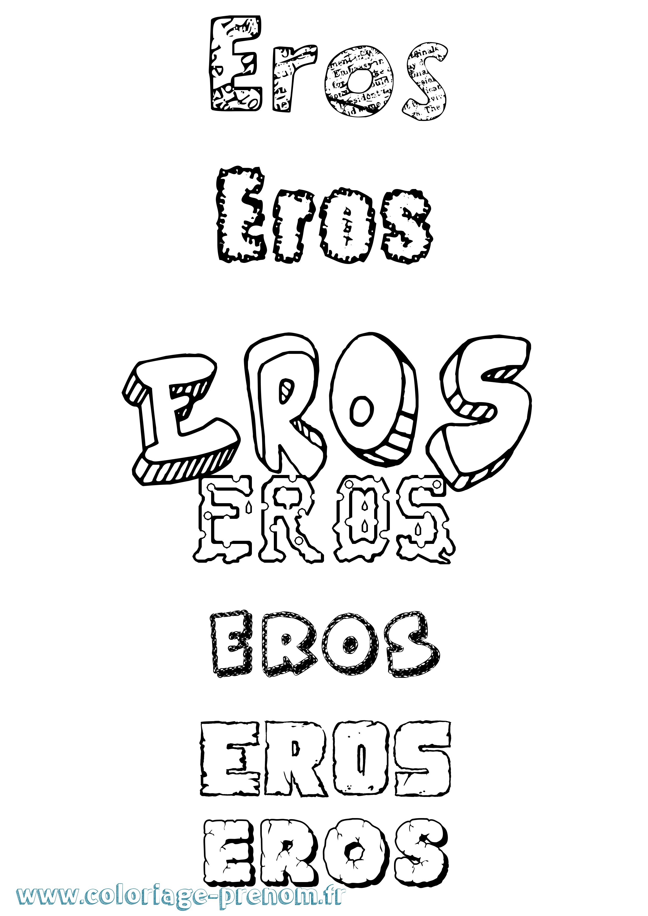 Coloriage Eros Destructuré Coloriage prénom Eros Destructuré