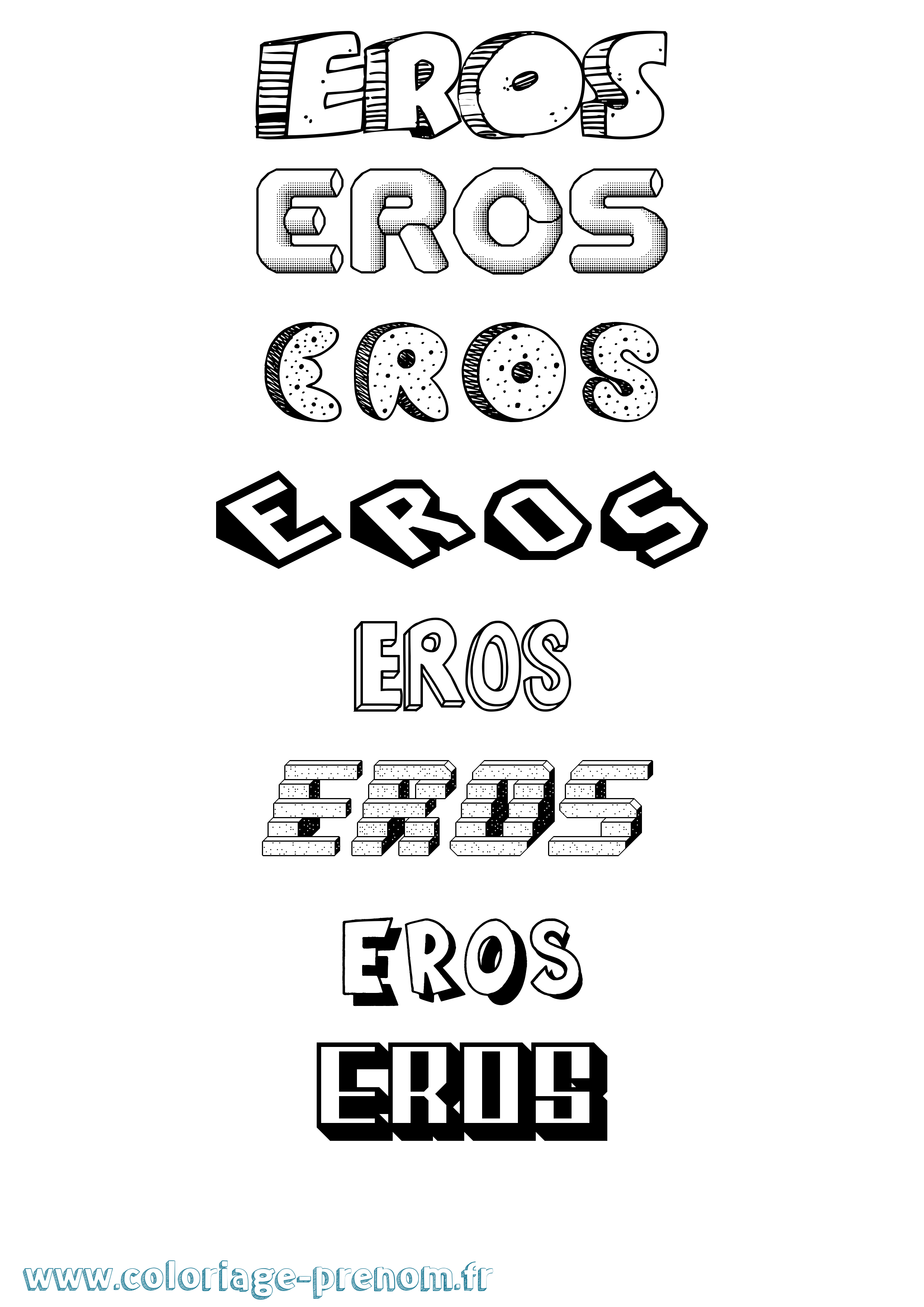 Coloriage prénom Eros Effet 3D