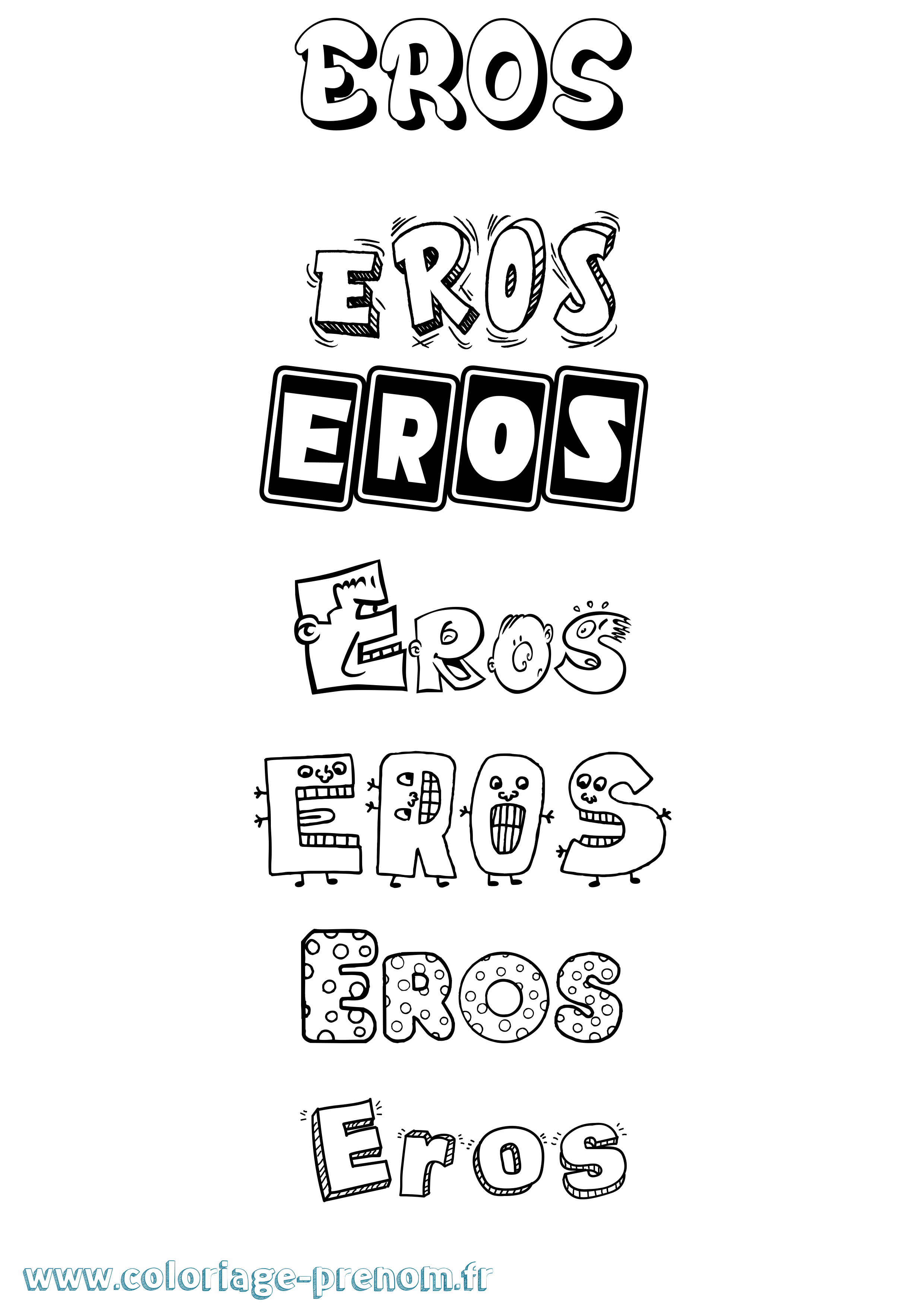 Coloriage Eros Fun Coloriage prénom Eros Fun