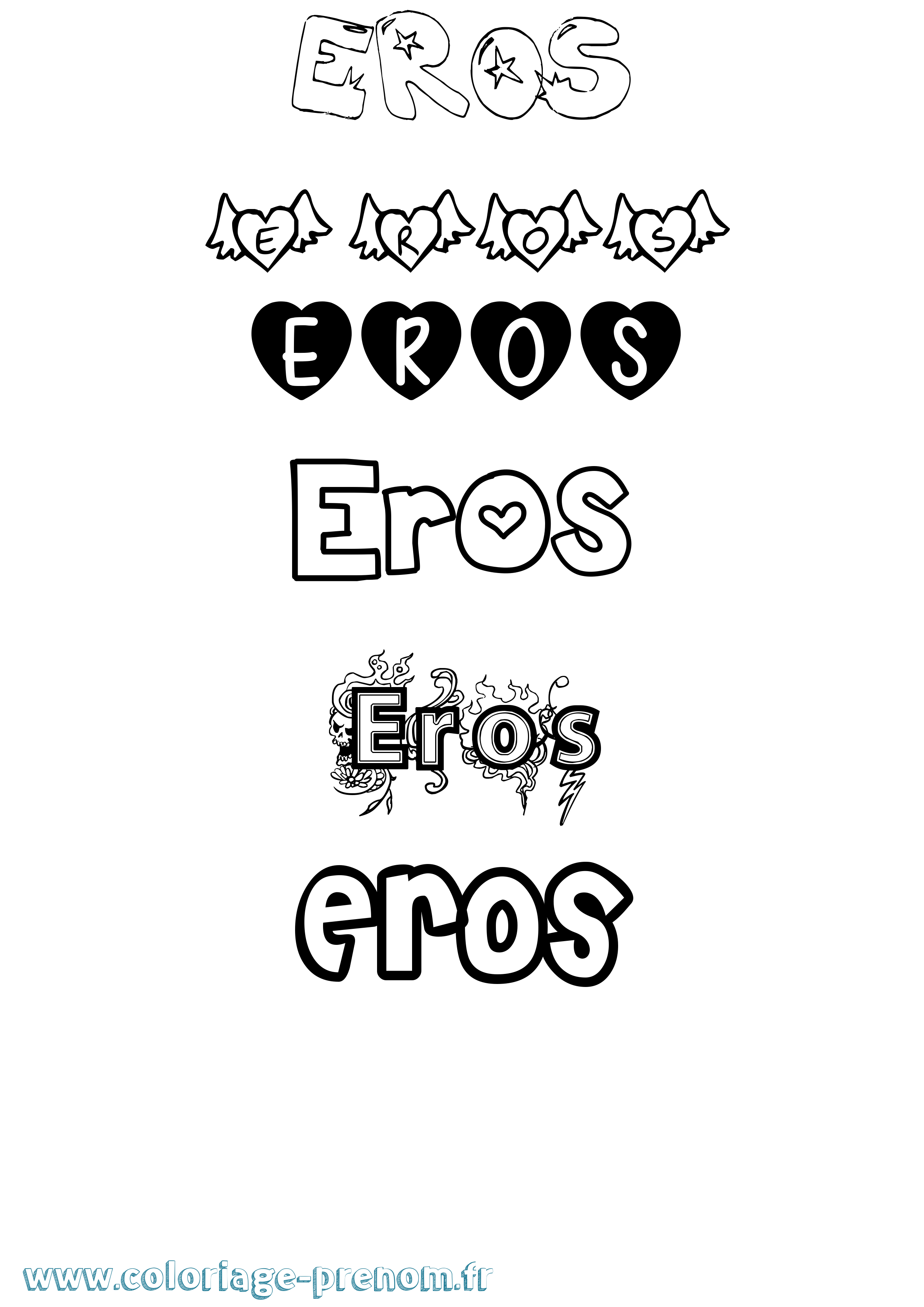Coloriage Eros Girly Coloriage prénom Eros Girly