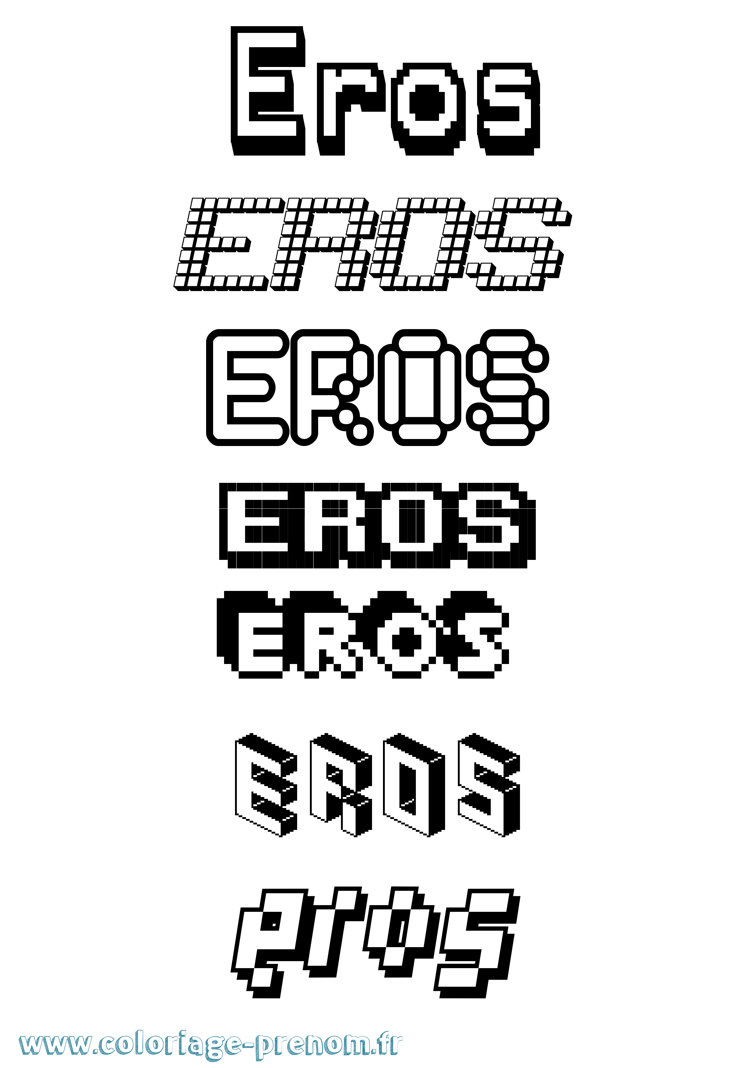 Coloriage prénom Eros Pixel