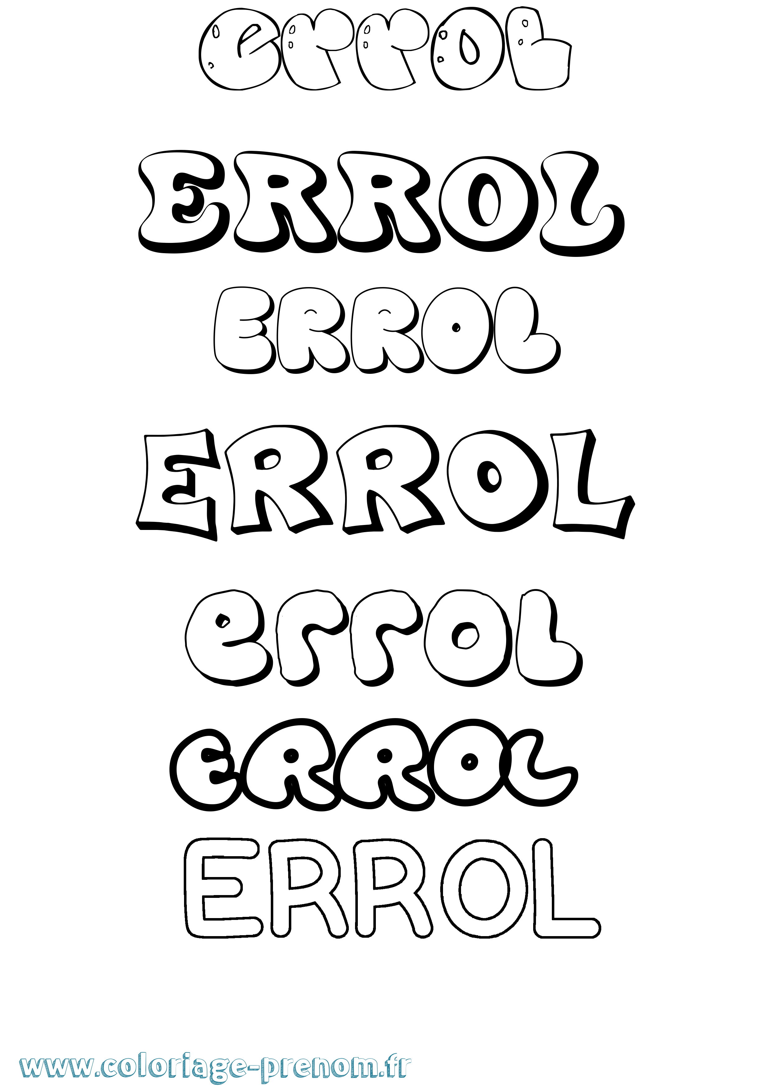 Coloriage Errol Bubble Coloriage prénom Errol Bubble