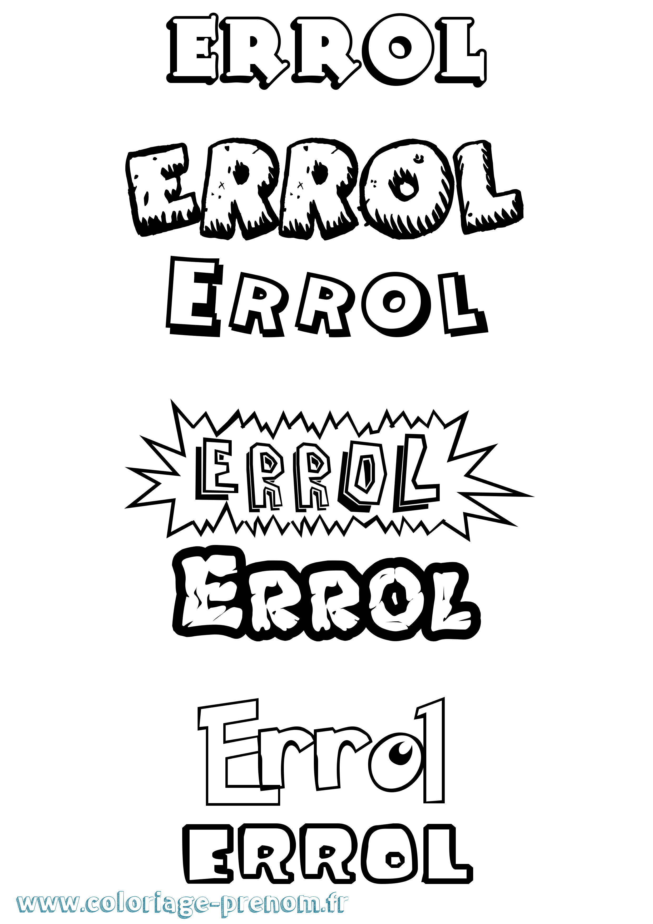 Coloriage Errol Dessin Animé Coloriage prénom Errol Dessin Animé