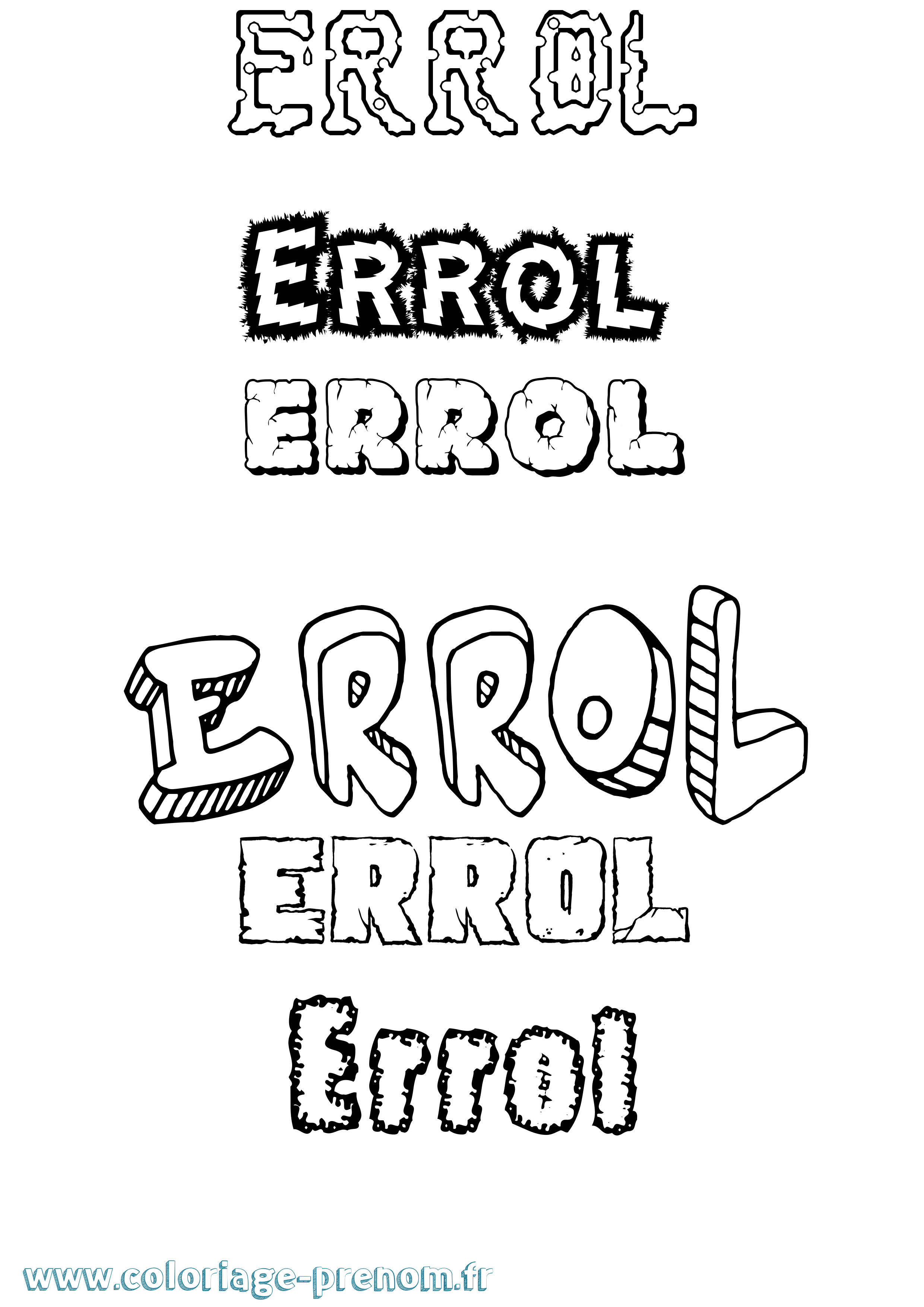 Coloriage Errol Destructuré Coloriage prénom Errol Destructuré