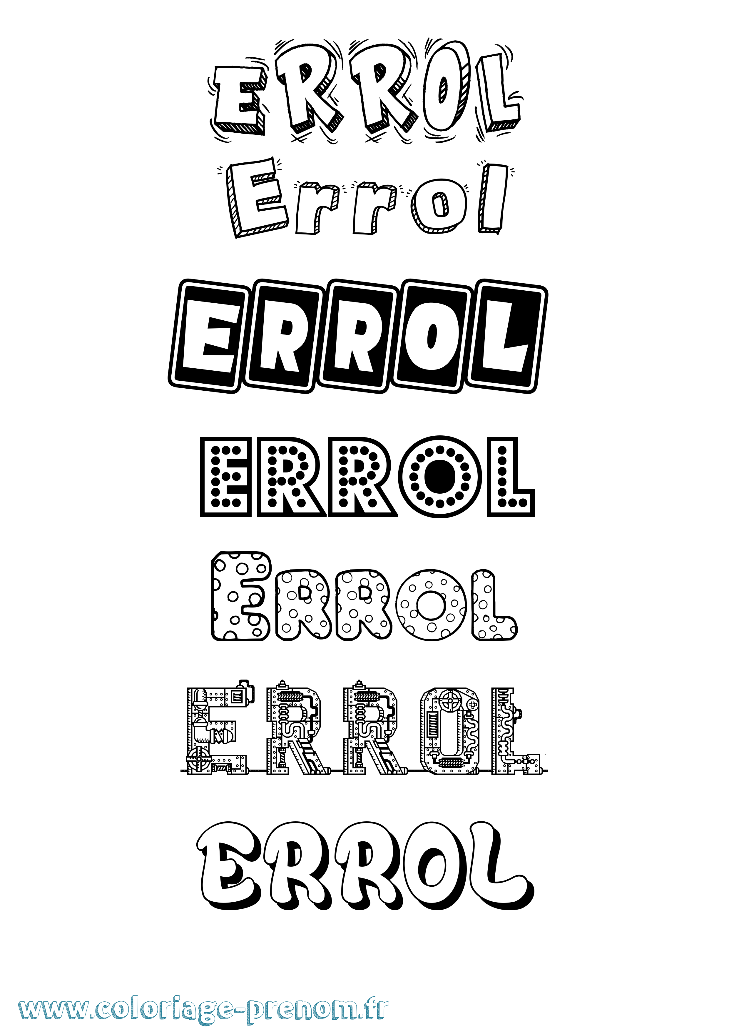 Coloriage prénom Errol Fun