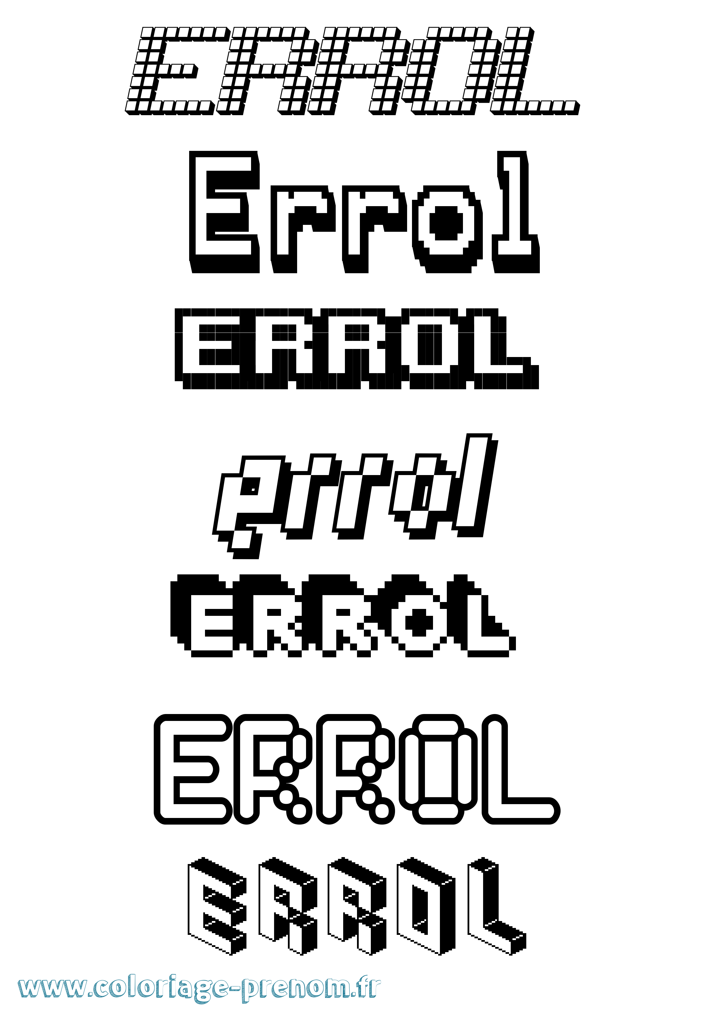 Coloriage Errol Pixel Coloriage prénom Errol Pixel