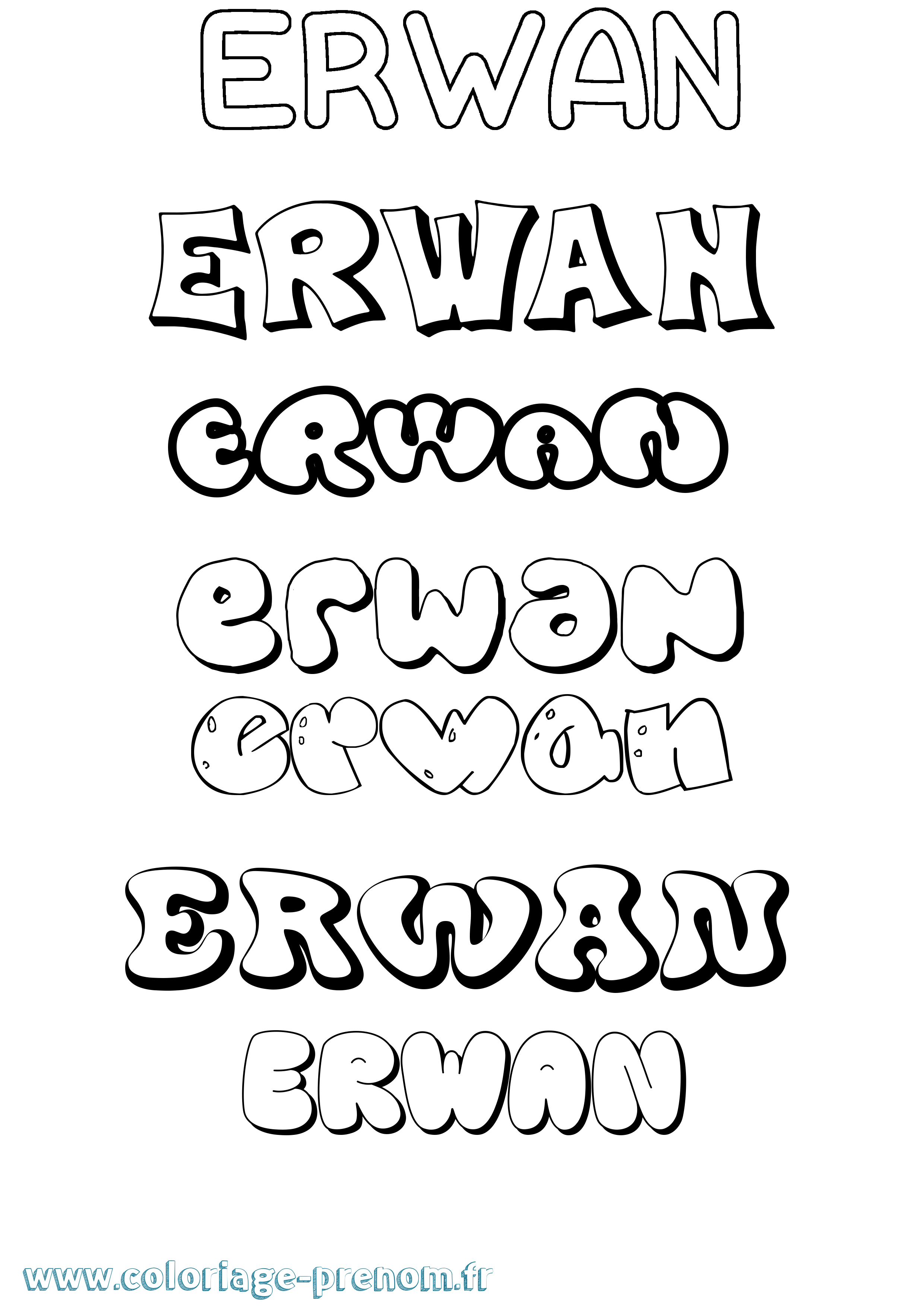 Coloriage Erwan Bubble Coloriage prénom Erwan Bubble