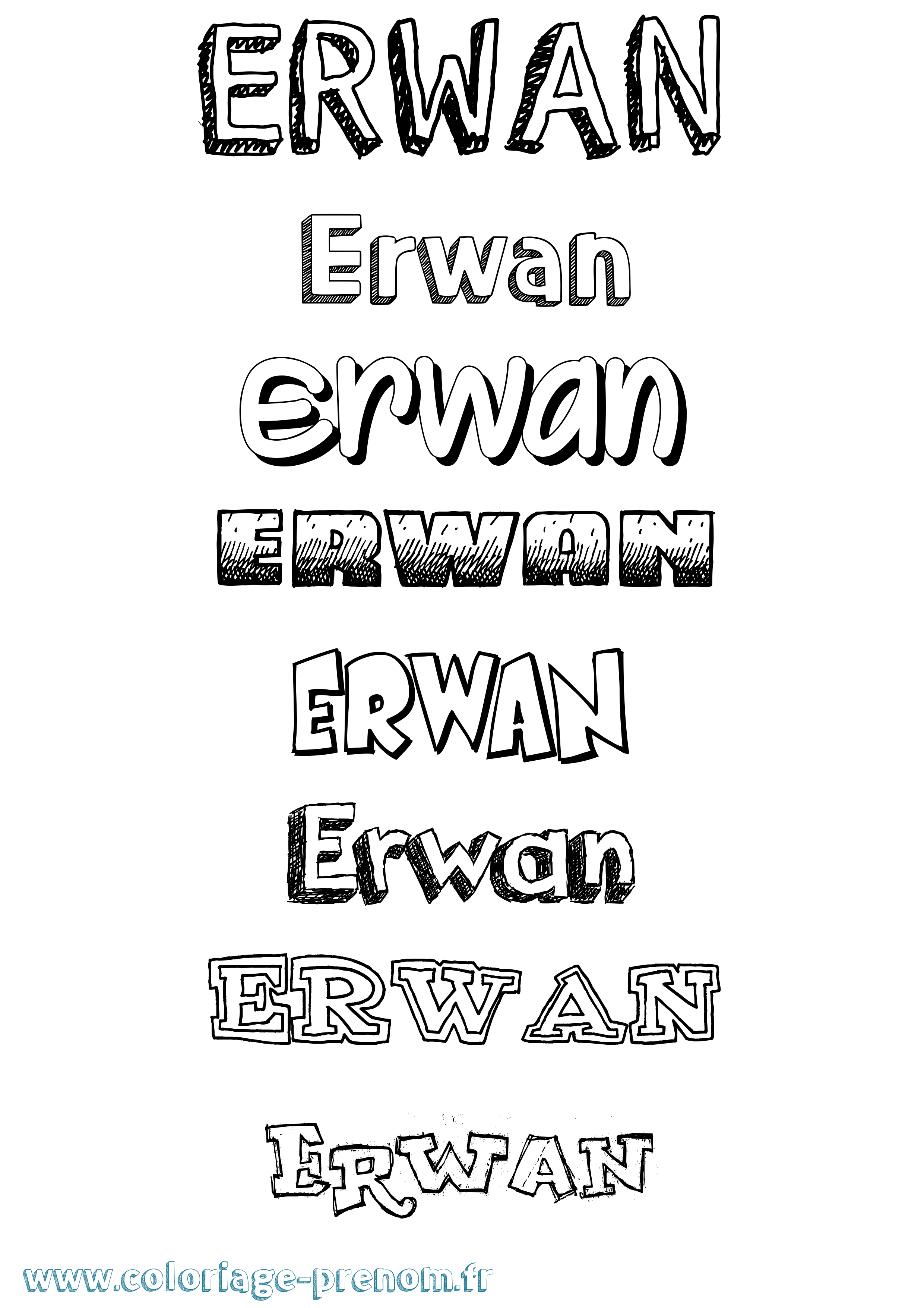 Coloriage Erwan Dessiné Coloriage prénom Erwan Dessiné