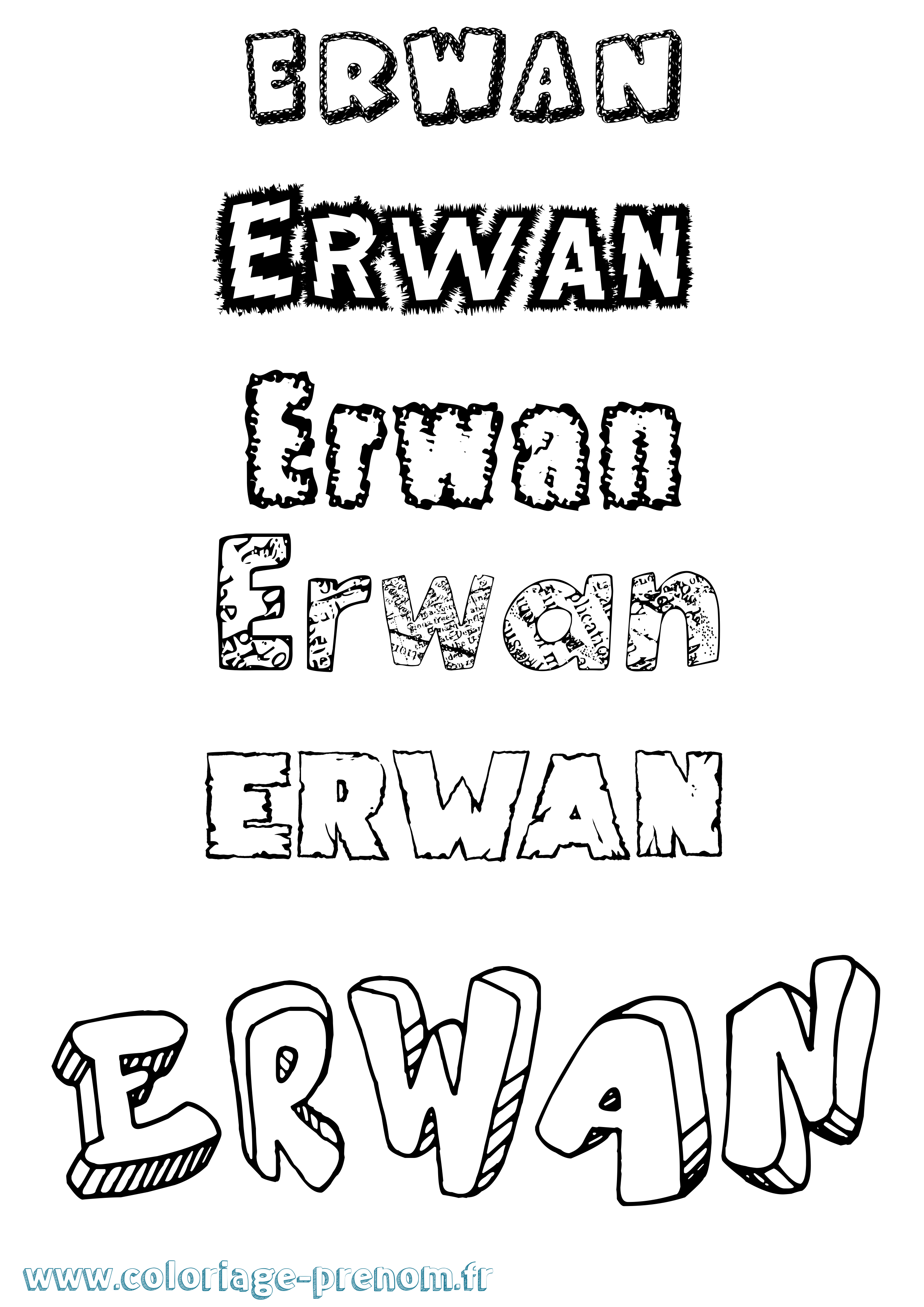 Coloriage Erwan Destructuré Coloriage prénom Erwan Destructuré