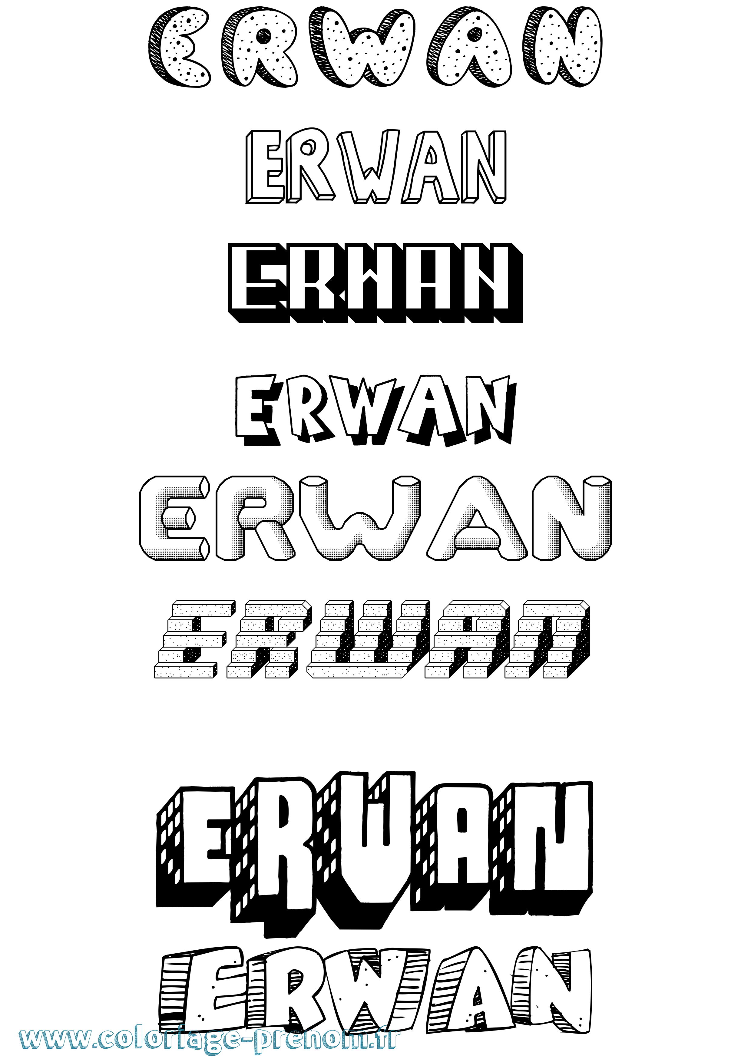 Coloriage Erwan Effet 3D Coloriage prénom Erwan Effet 3D