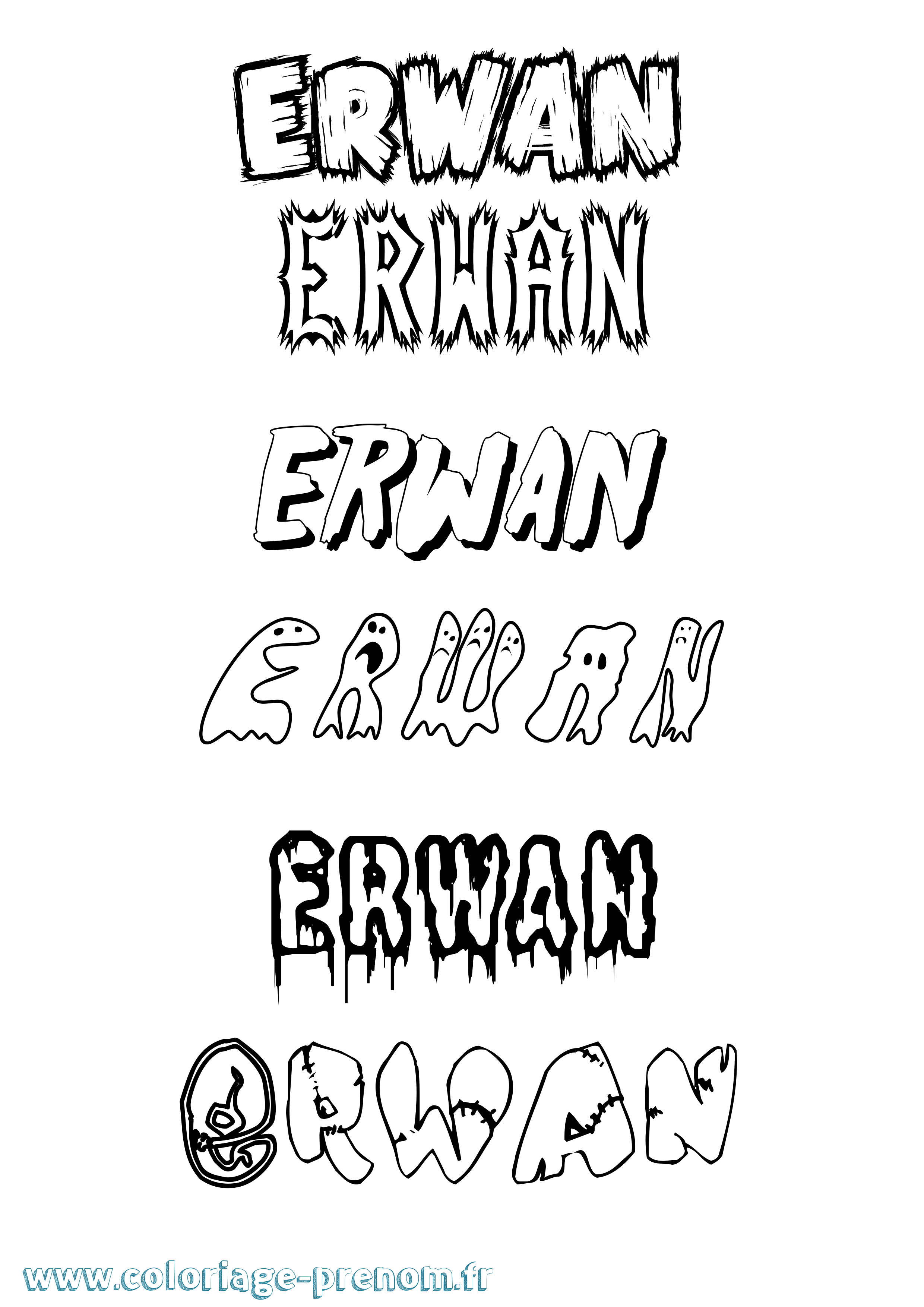 Coloriage Erwan Frisson Coloriage prénom Erwan Frisson
